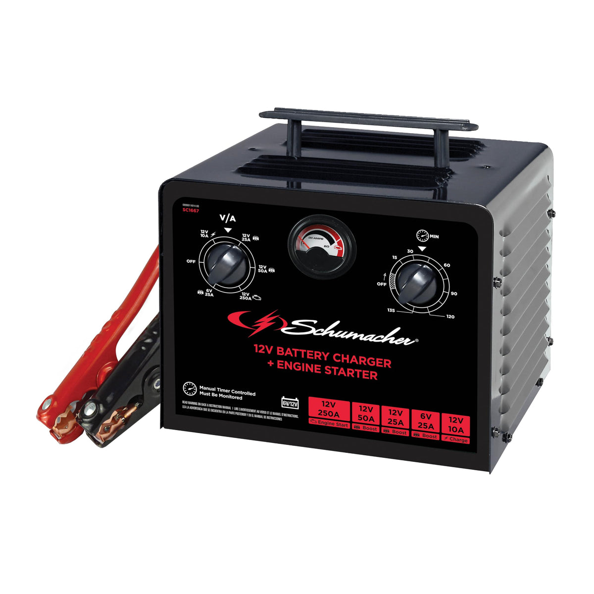 Schumacher Electric 6V/12V Time Controlled Battery Charger & Engine Starter - Precision Controlled Charger with 135-minute Timer