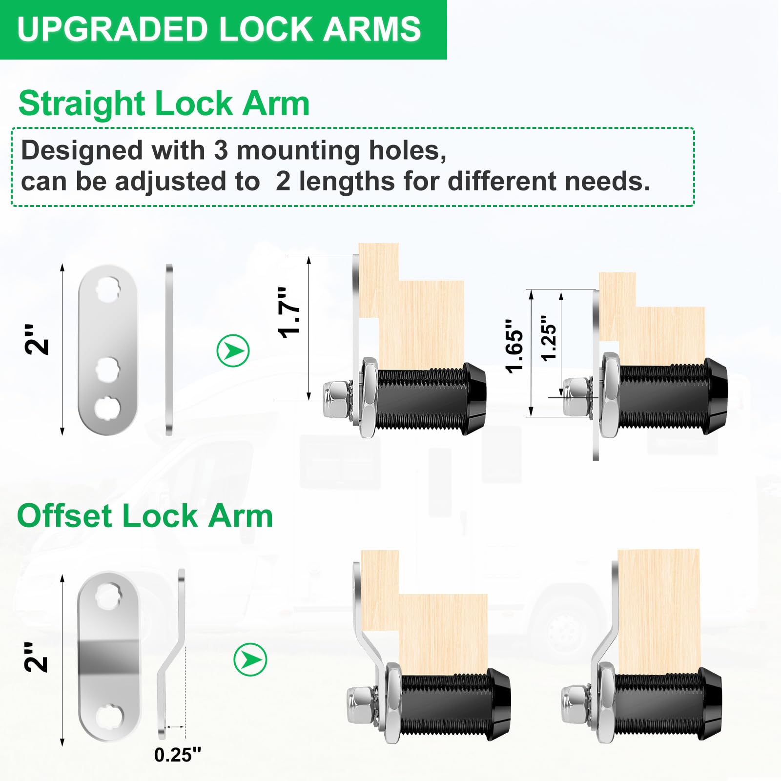 Cylinnda 5 Pack 5/8 Black RV Storage Lock with Keys, Keyed Alike Cabinet Cam Locks for Toolboxes & Mailboxes