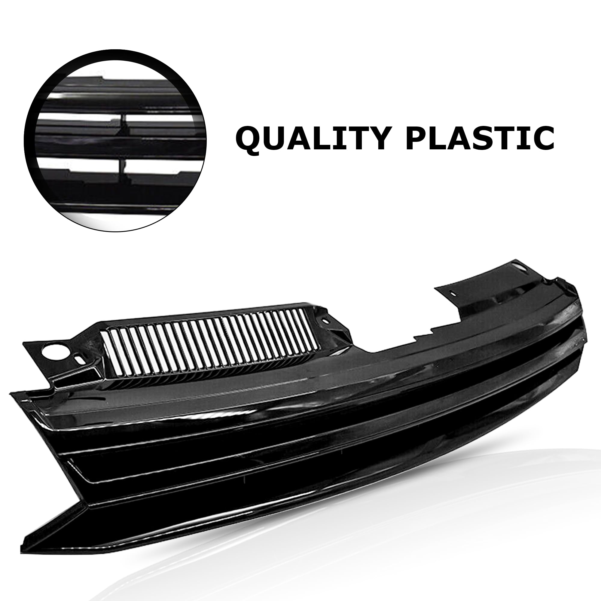 PartsFlow Front Upper Grille Badgeless Sport Grill For 2010 2011 2012 2013 2014 Volkswagen Mk6 Golf GTI Jetta Sportwagen Glossy