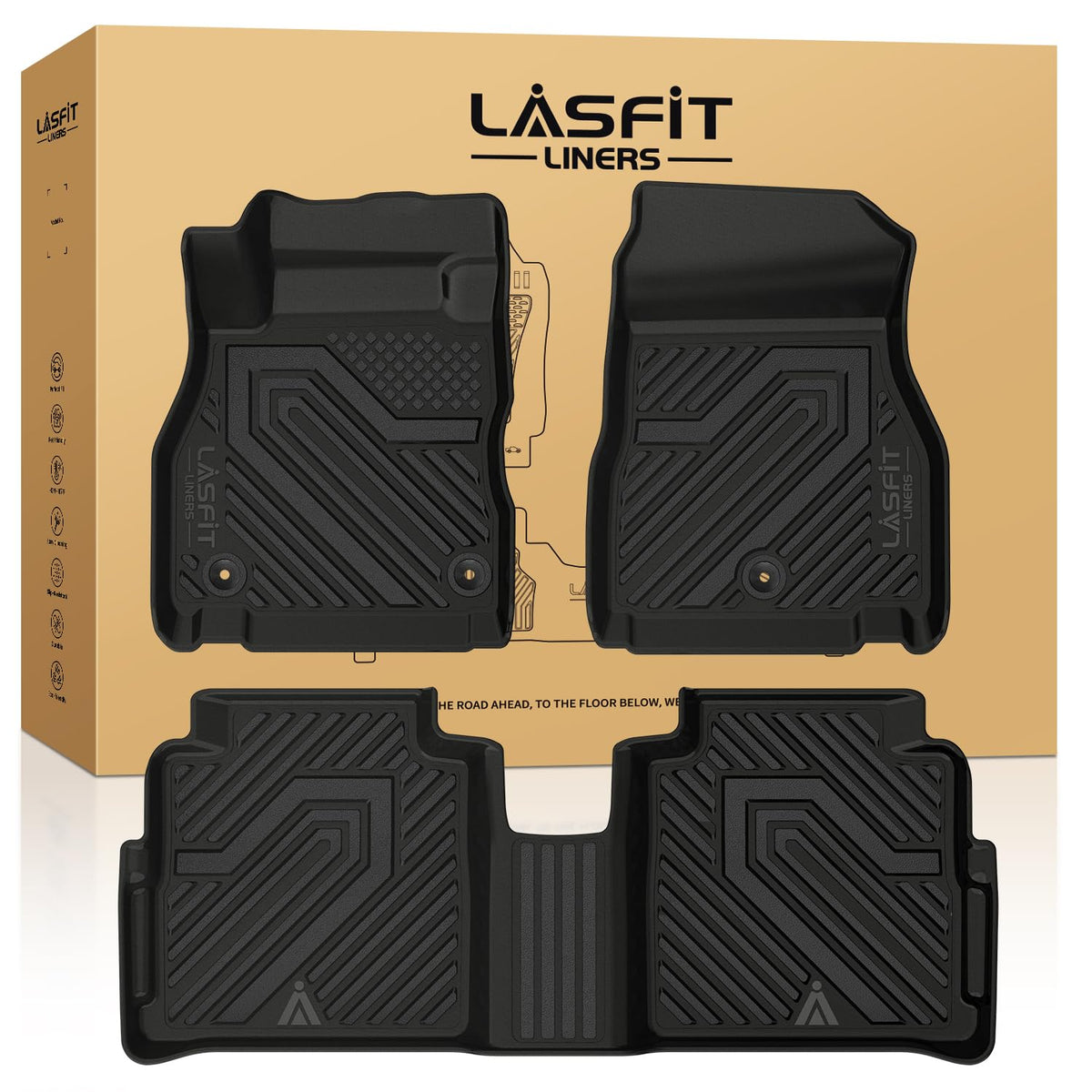 LASFIT Floor Mats for Nissan Kicks 2018-2024, All Weather TPE Custom Fit Easy Clean Durable No-Curling Floor Liners for Nissan K