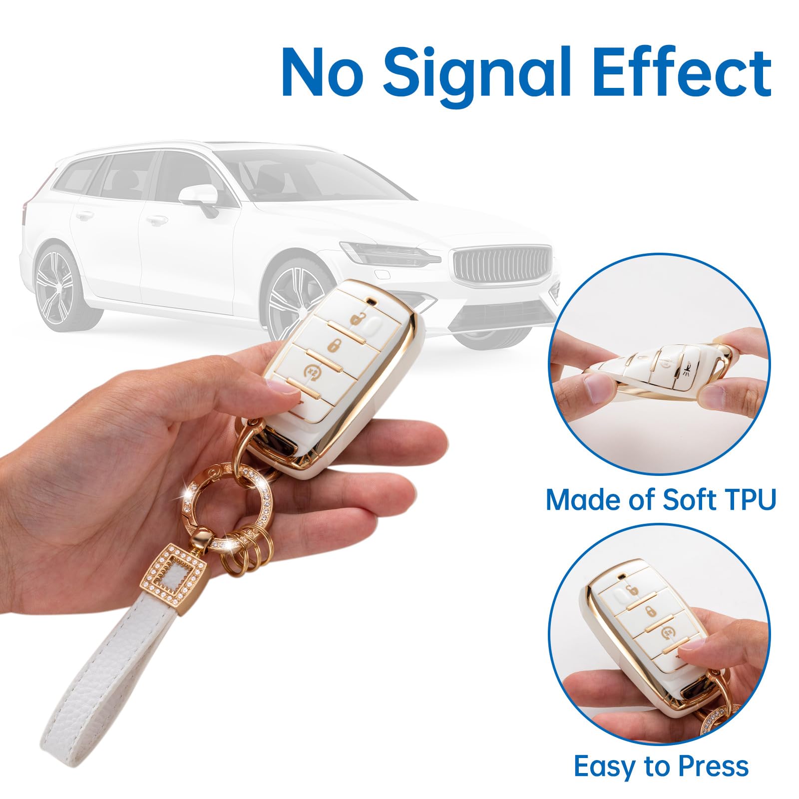 Cacarlike For Dodge Key Fob Cover With Leather Lanyard, Car Key Fob Case Compatible With 2019-2023 Dodge Ram 1500 2500 3500 4500