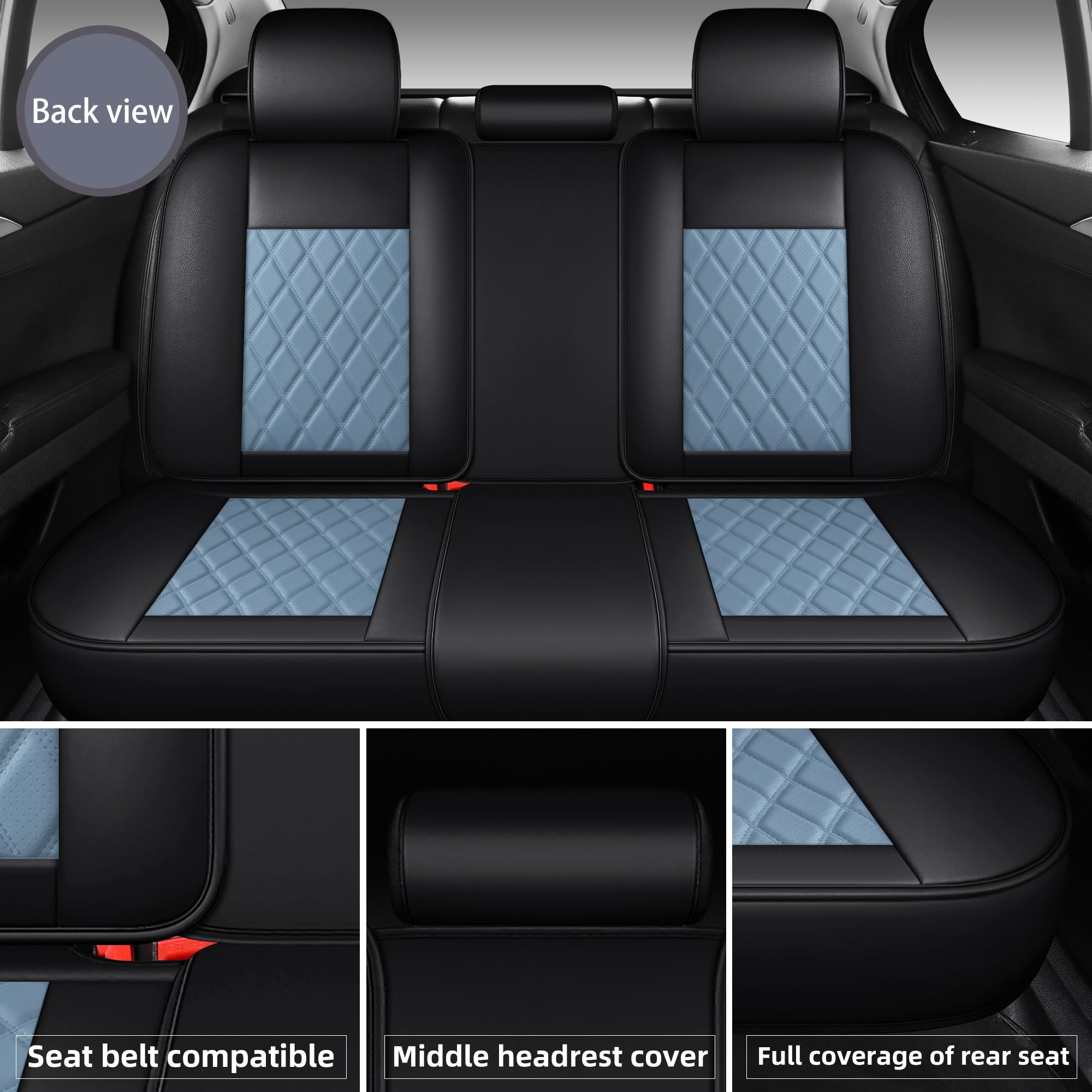 LINGVIDO Universal Waterproof Leather Car Seat Covers - Full Set Sport Cushion Protector for SUVs, Trucks, and Cars Automotive S