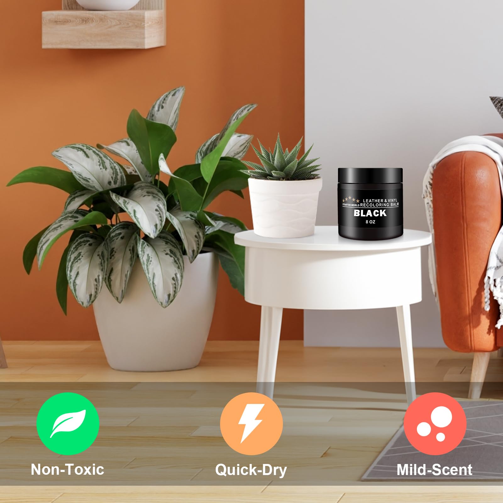 Startso World Leather-Recoloring-Balm-Repair-Cream-Kit For Restoration Black Couches, Sofa, Furniture Color Dye Restorer-8Oz