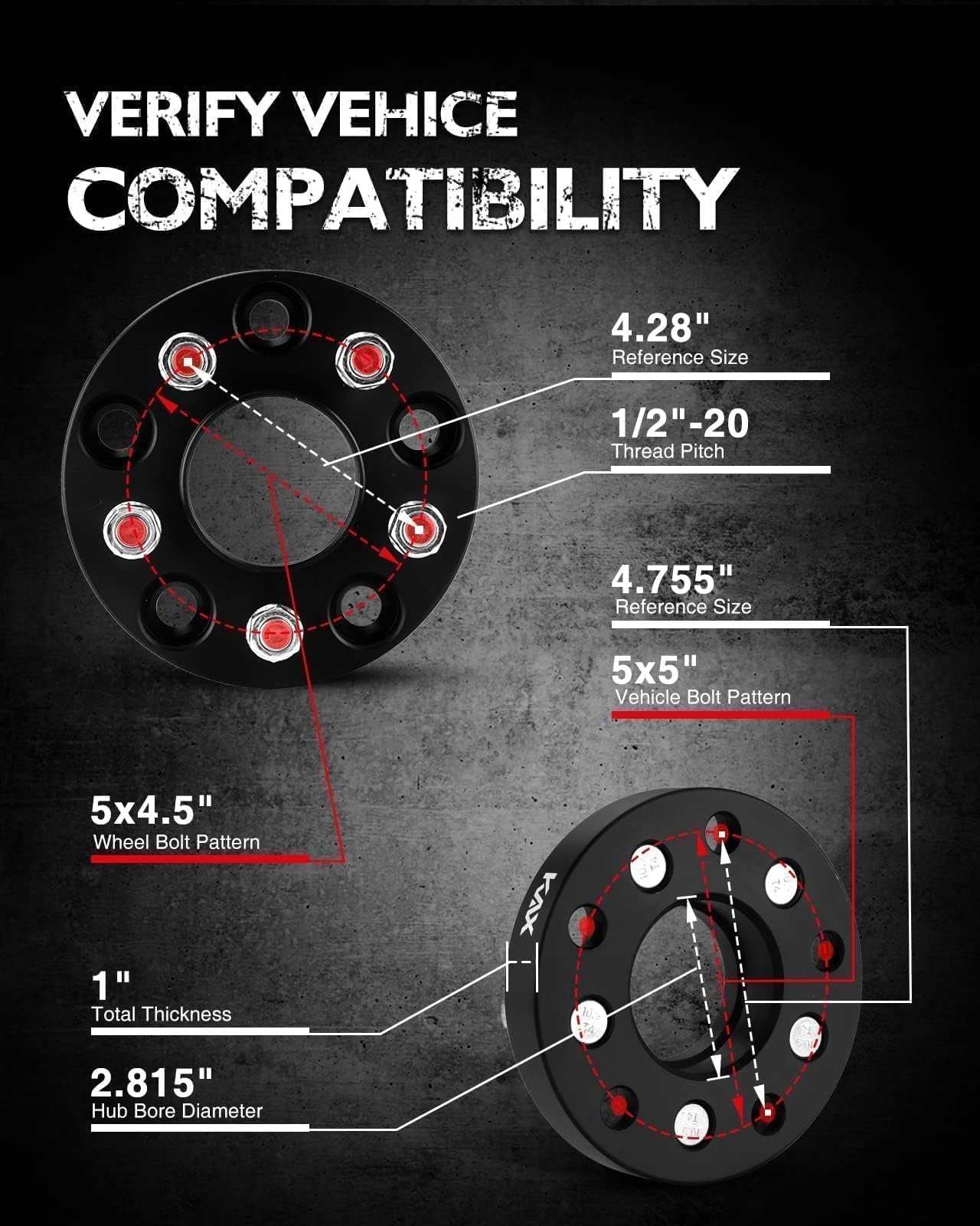 KAX 5x5.5 Wheel Spacers,1.5 inch 5 Lug Hub Centric Wheel Spacers fit for Ram 1500, Dakota, Durango with 9/16'' x18 Studs 77.8mm