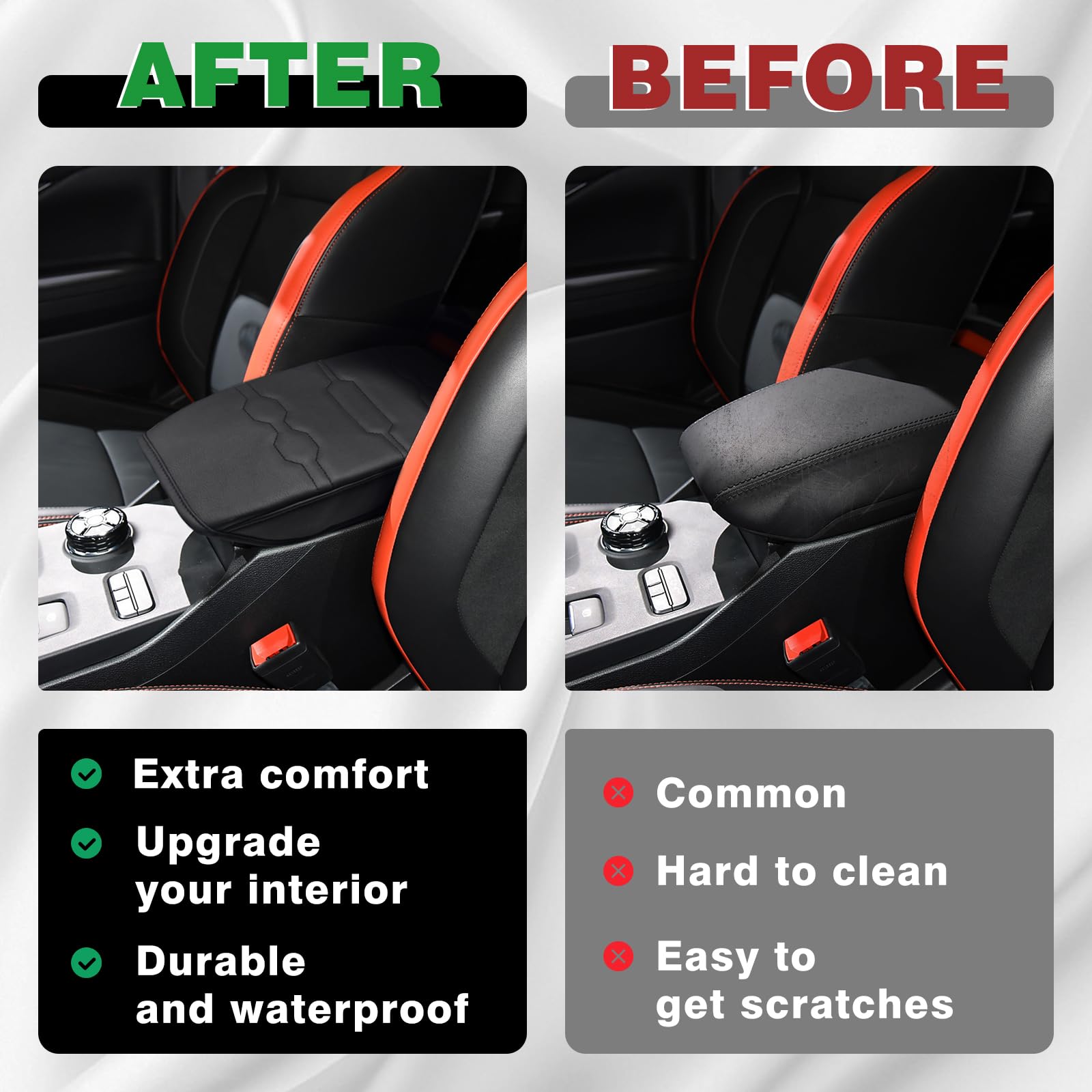 Muslogy Center Console Armrest Cover Compatible With Ford Ranger 2024 2025 Accessories Comfort Armrest Pad Cushion Box Lid Cover