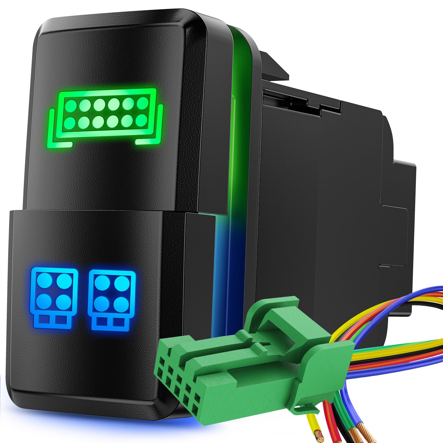 Nilight Led Light Bar & Led Work Lights Dual Push Button Switch 12V On Off Switches With Connector Wire Kit 1.54'' X 0.83'' Repl