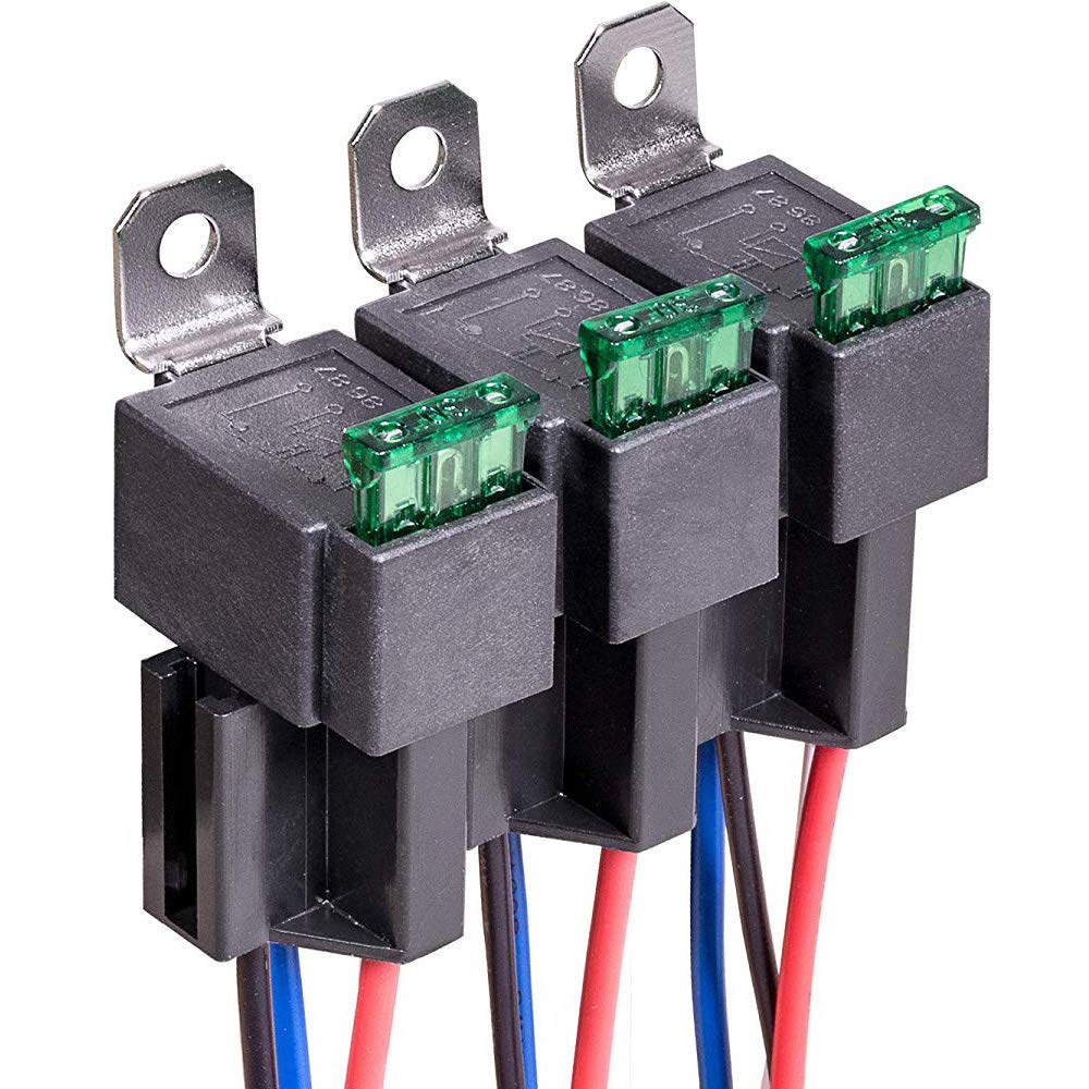 Gebildet 12V Fuse Relay Switch Harness Set - 30A ATO/ATC Blade Fuse, 4-Pin SPST Automotive Electrical Relays with Heavy Duty 12 