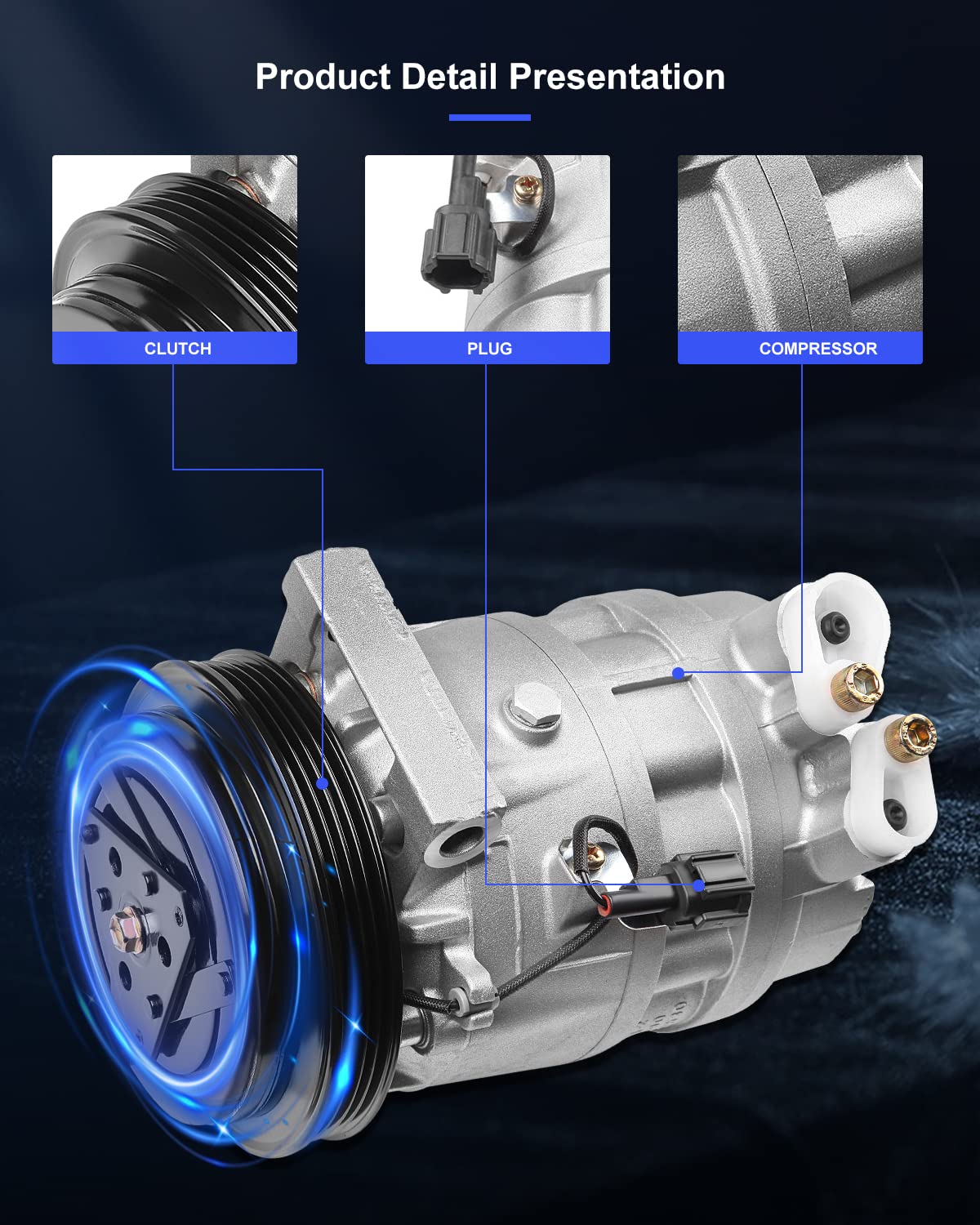 Eccpp Air Conditioning Compressor 2003-2008 For Infiniti Fx35 3.5L 2003-2006 For Infiniti G35 3.5L A/C Compressor