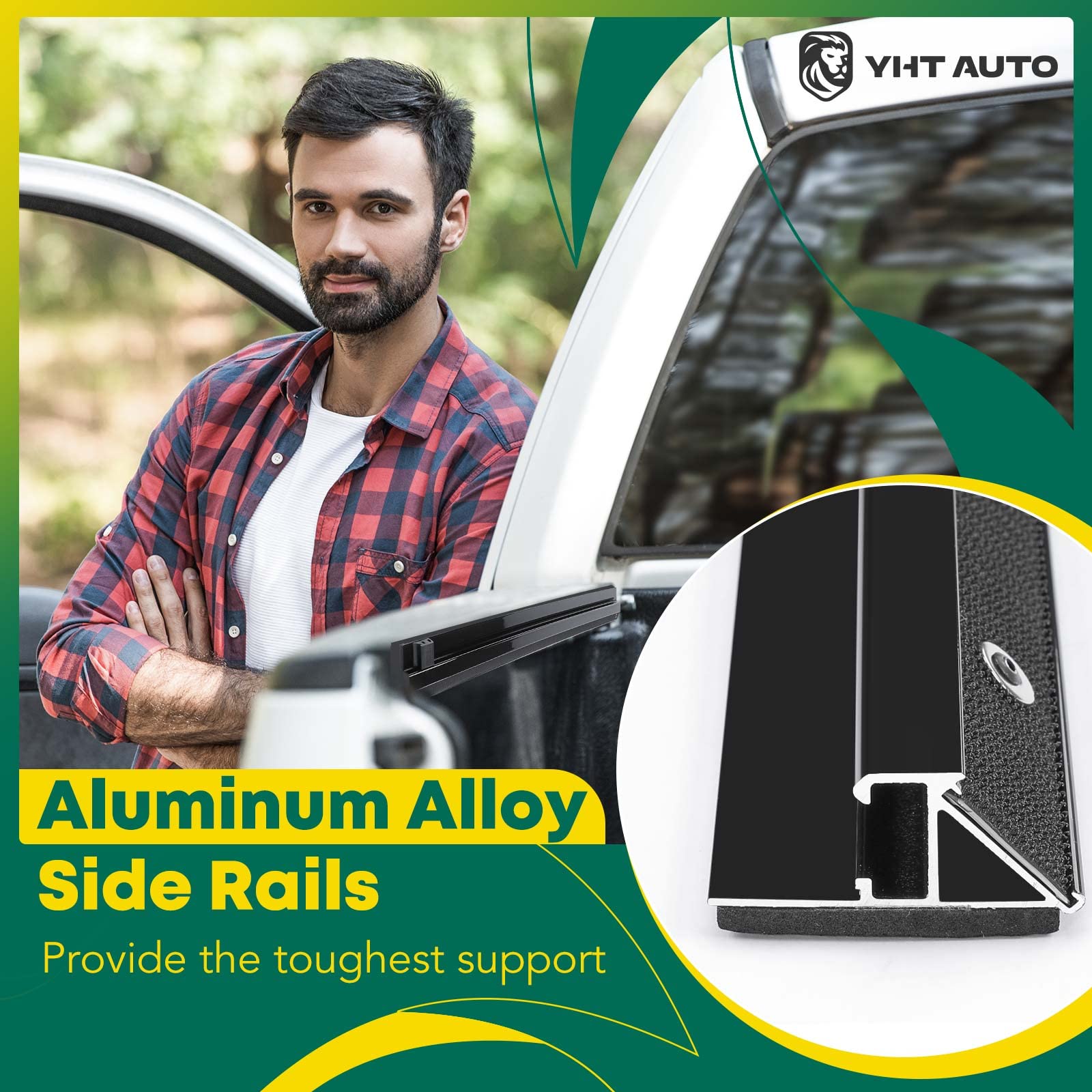 Yhtauto Soft Roll Up 6.5 Ft (78.8''-78.9') Truck Bed Tonneau Cover Compatible With Ford & Lincoln Models 04-24 F-150, 05-08 Mark Lt, Fleetside, W/Auto Locking Truck Bed Cover All Weather Waterproof