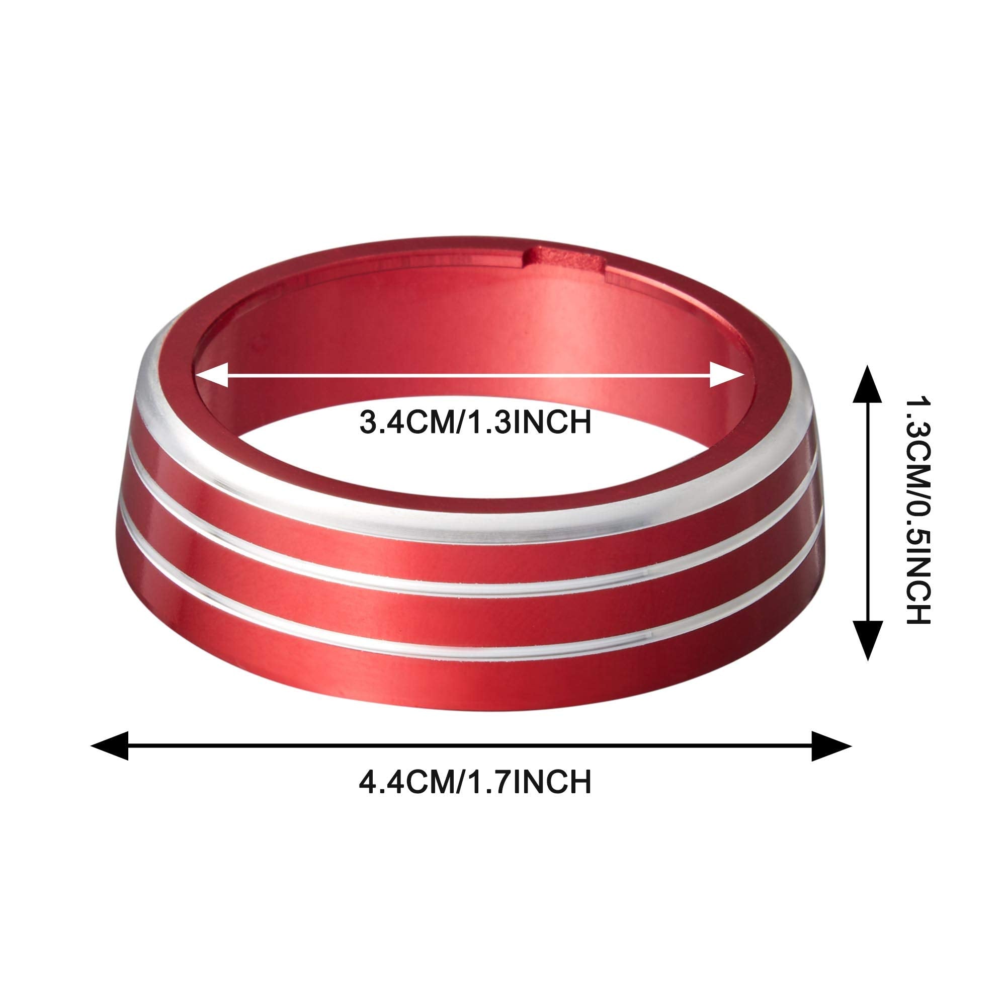 Tomall 3Pcs Aluminum Centre Console Cover Compatible With Volkswagen Mk7 Golf Gti 2015 2016 2017 2018 2019 2020 Ac Air Conditioning Knob Button Cover Trim Decoration Ring (Red)