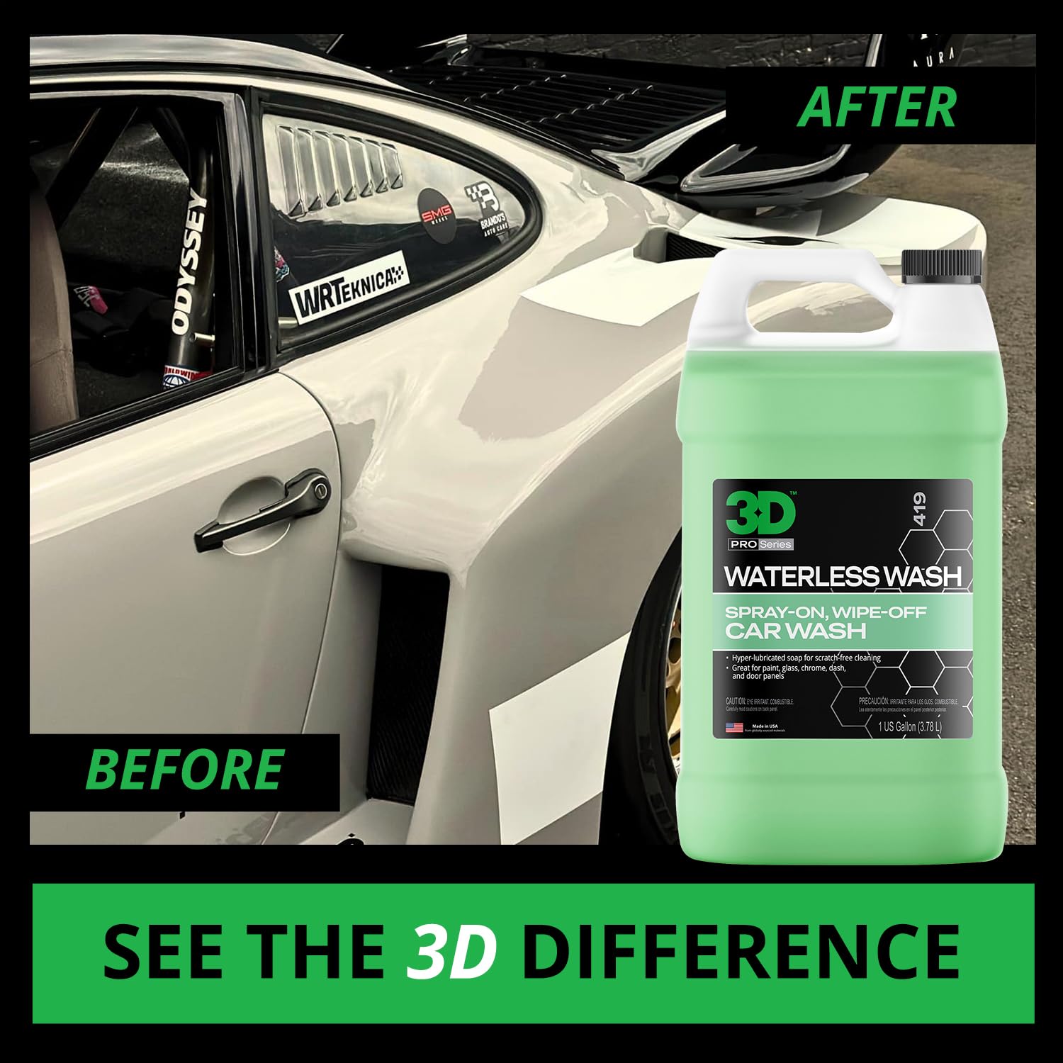 3D Waterless Car Wash - Easy Spray Waterless Detailing Spray - No Soap Or Water Needed - Great On Cars, Rvs, Motorcycles & Boats