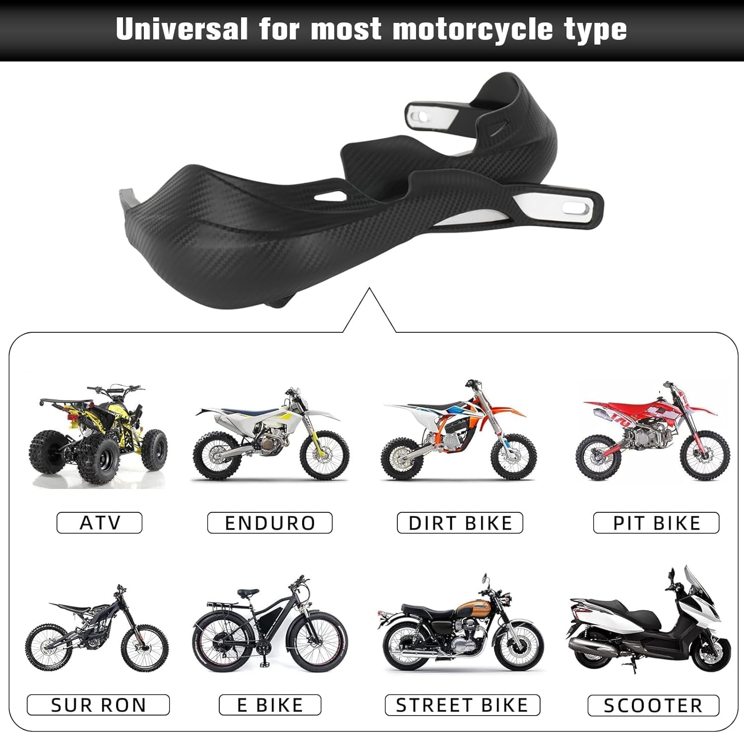 Jfg Racing Dirt Bike Handguards,Imitation Carbon Fiber Grain Surface 7/8'' 22Mm And 1 1/8'' 28Mm Motorcycle Universal Handguards