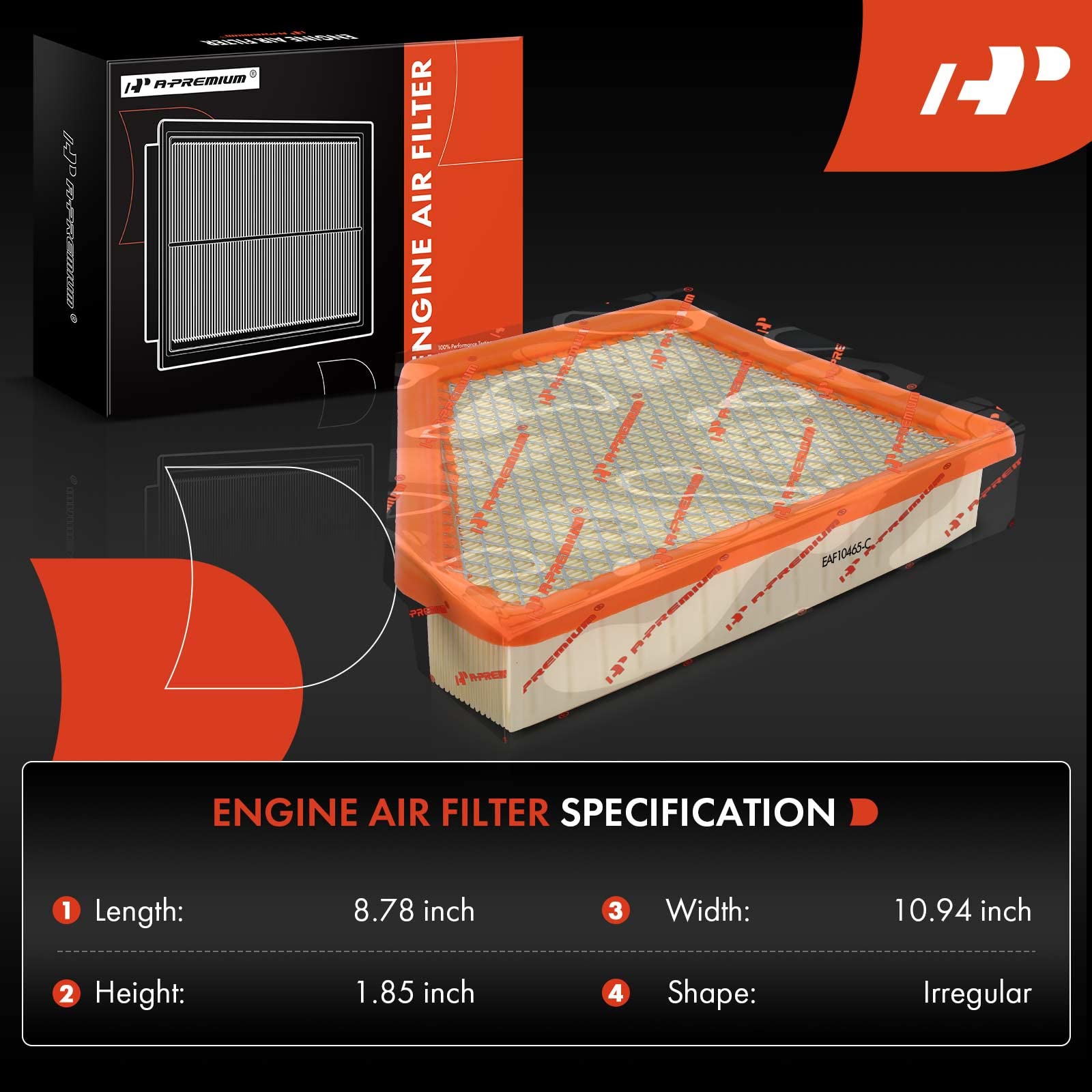 A-Premium Engine Air Filter Compatible With Chevrolet Equinox & Gmc Terrain, 2010-2017, Flexible Panel, Replace# 25899727