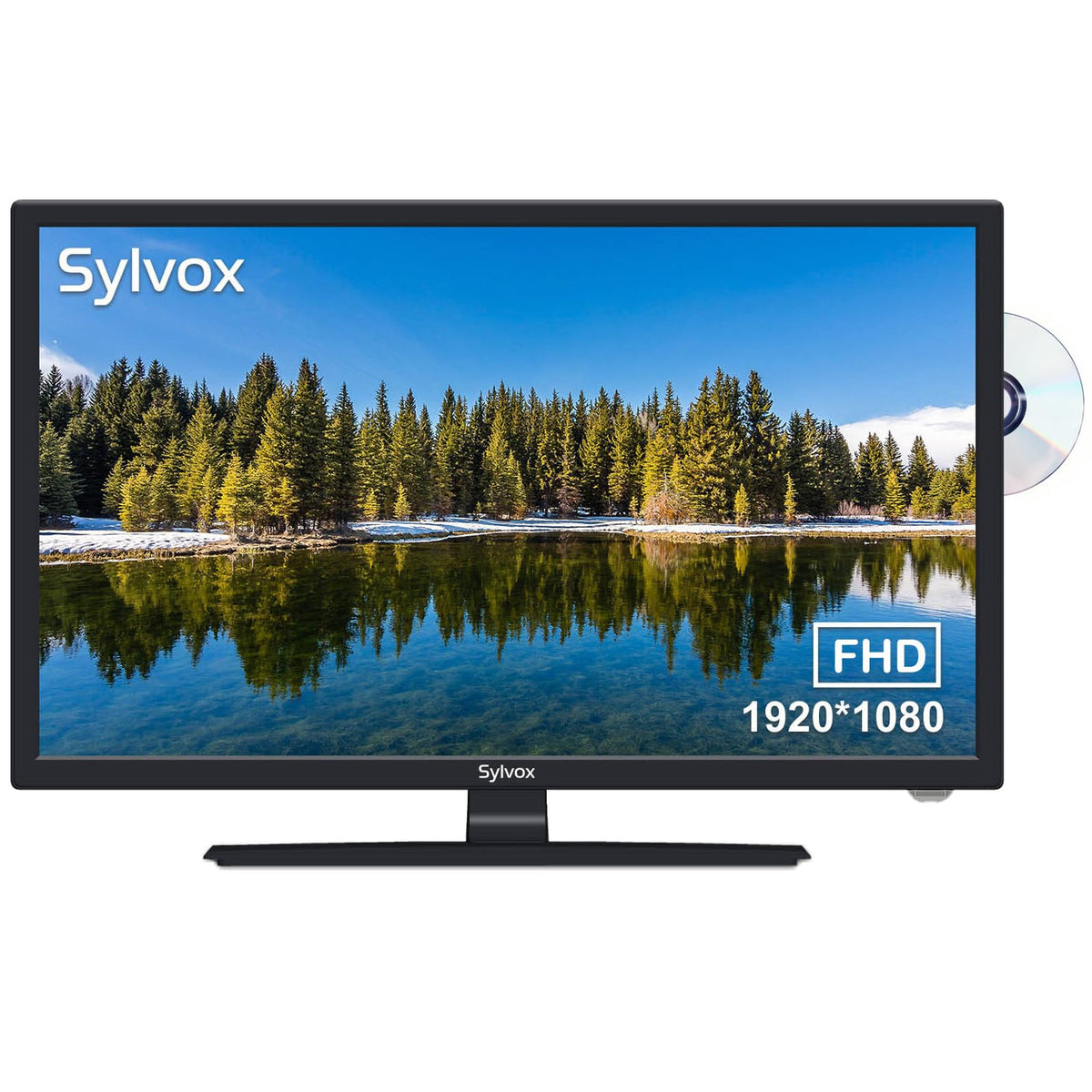 SYLVOX 27 Inch TV 12/24 Volt TV Full HD RV TV,1080P, Built-in Digital Video Disc Player and FM Radio, for Home, RV Camper and Mo