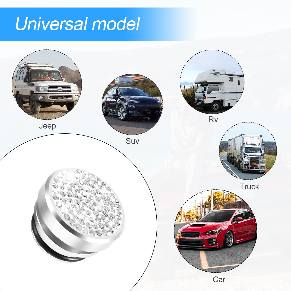 Bling Car Cigarette Lighter Plug Cover, Dustproof Cigarette Lighter Cover for Car Universal for Most Cars, Boat, RV, Car Accesso