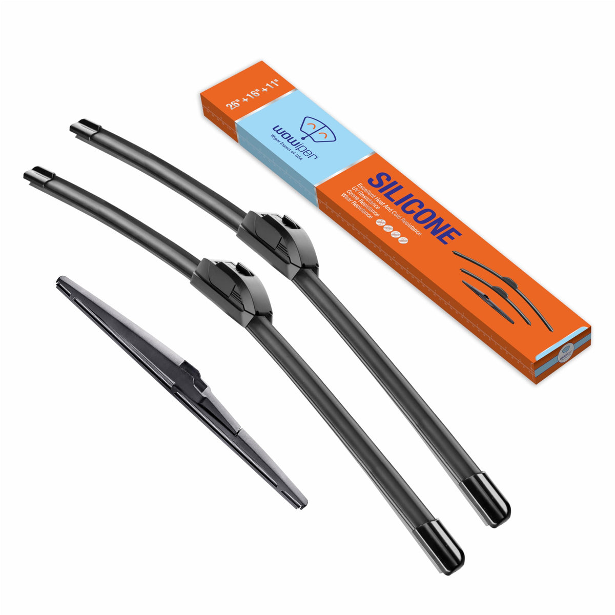 Wowiper Silicone Windshield Wiper Blades With Rear Wiper Blade For Hyundai Accent 2012-2019/Kia Rio 2012-2019, All-Season Automo