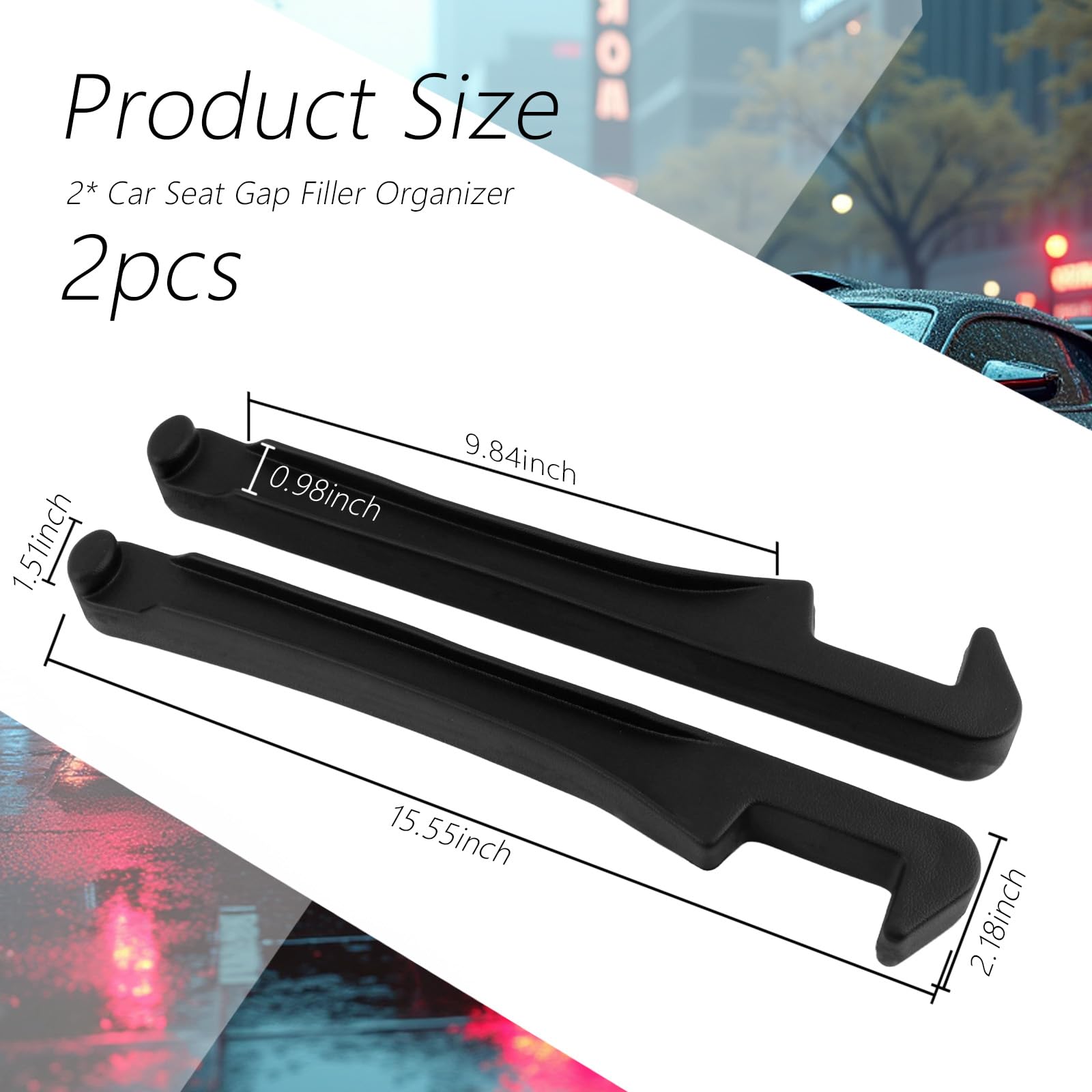 2PCS Car Seat Gap Filler Organizer with Side Hooks + Grooves,3 in 1 Car Seat Side Gap Filler for Filling Crevices and Storing It