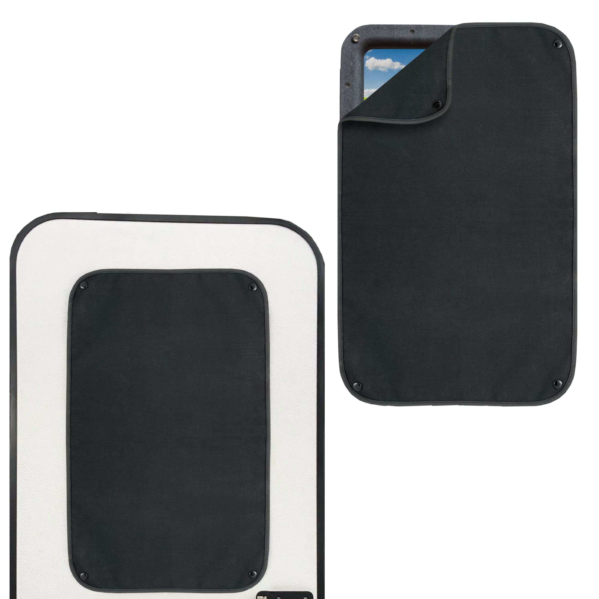 Recpro Rv Entry Door Window Shade Sunshade Camper Privacy Entrance Sun Blackout Fabric 16'' X 24'' (Black)