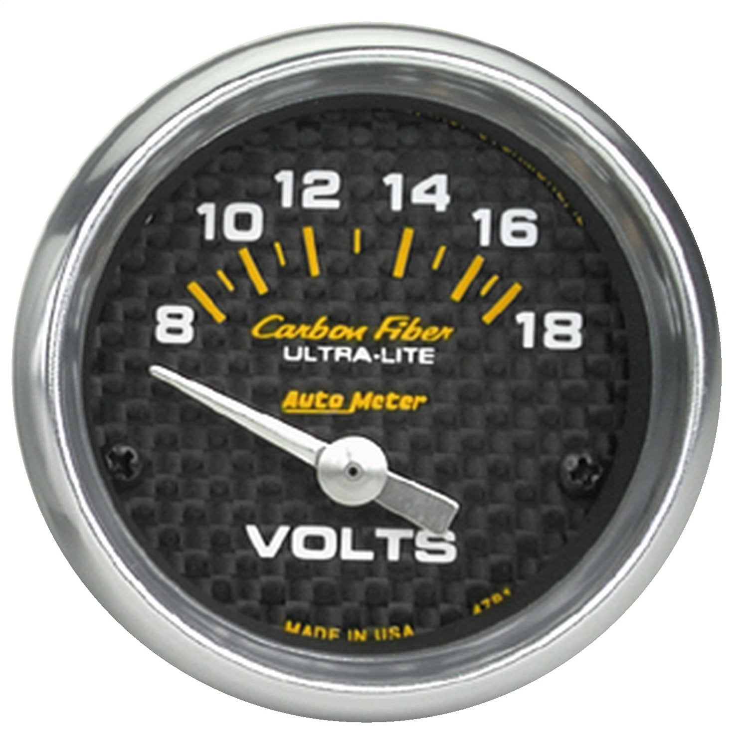 Auto Meter 4791 Carbon Fiber Electric Voltmeter Gauge, 2.3125 in.