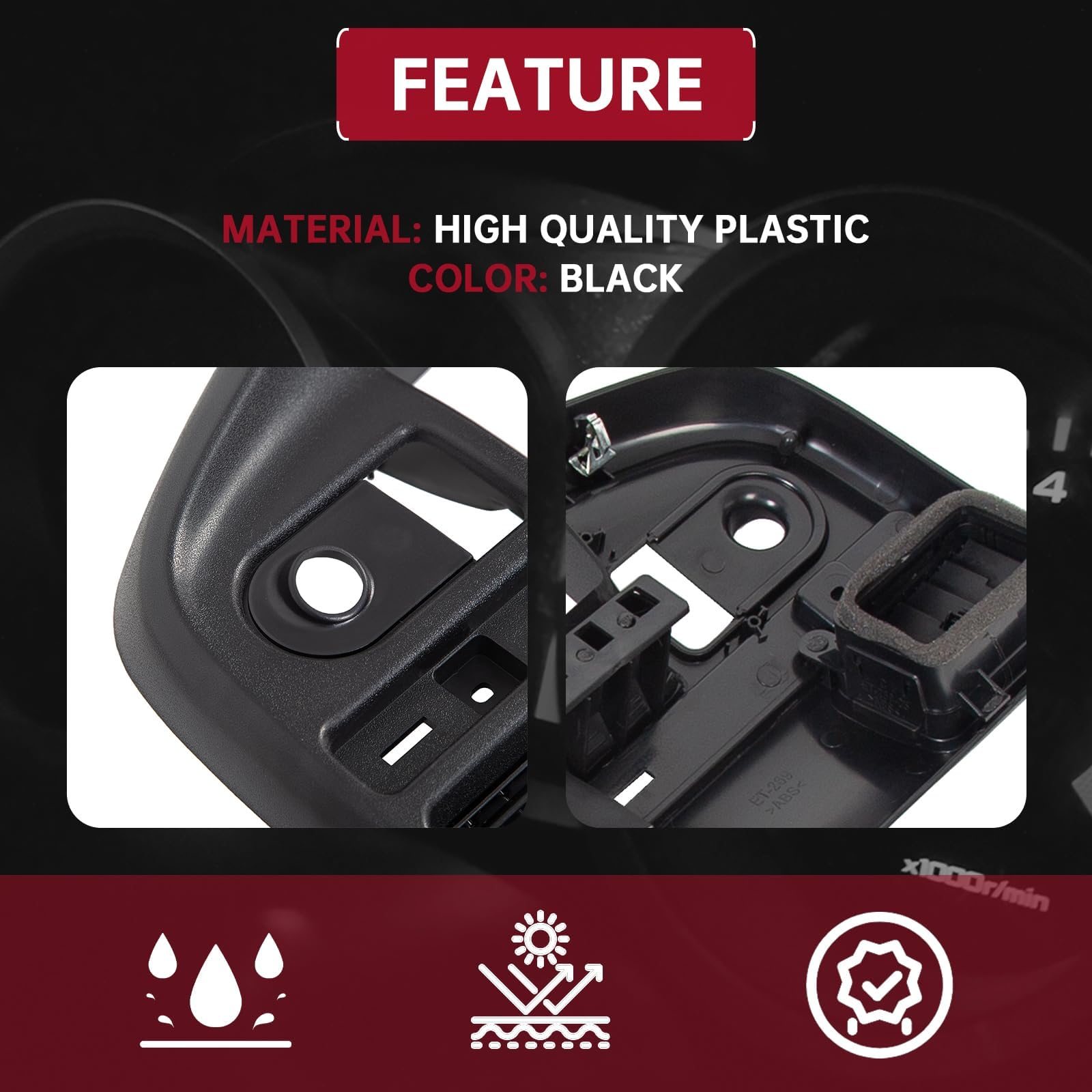 HECASA Dash Panel Bezel Cover Compatible with 1992-1997 Ford F250 F350 Bronco Replacement for F2TZ-15044D70-A (Gas Engines ONLY)