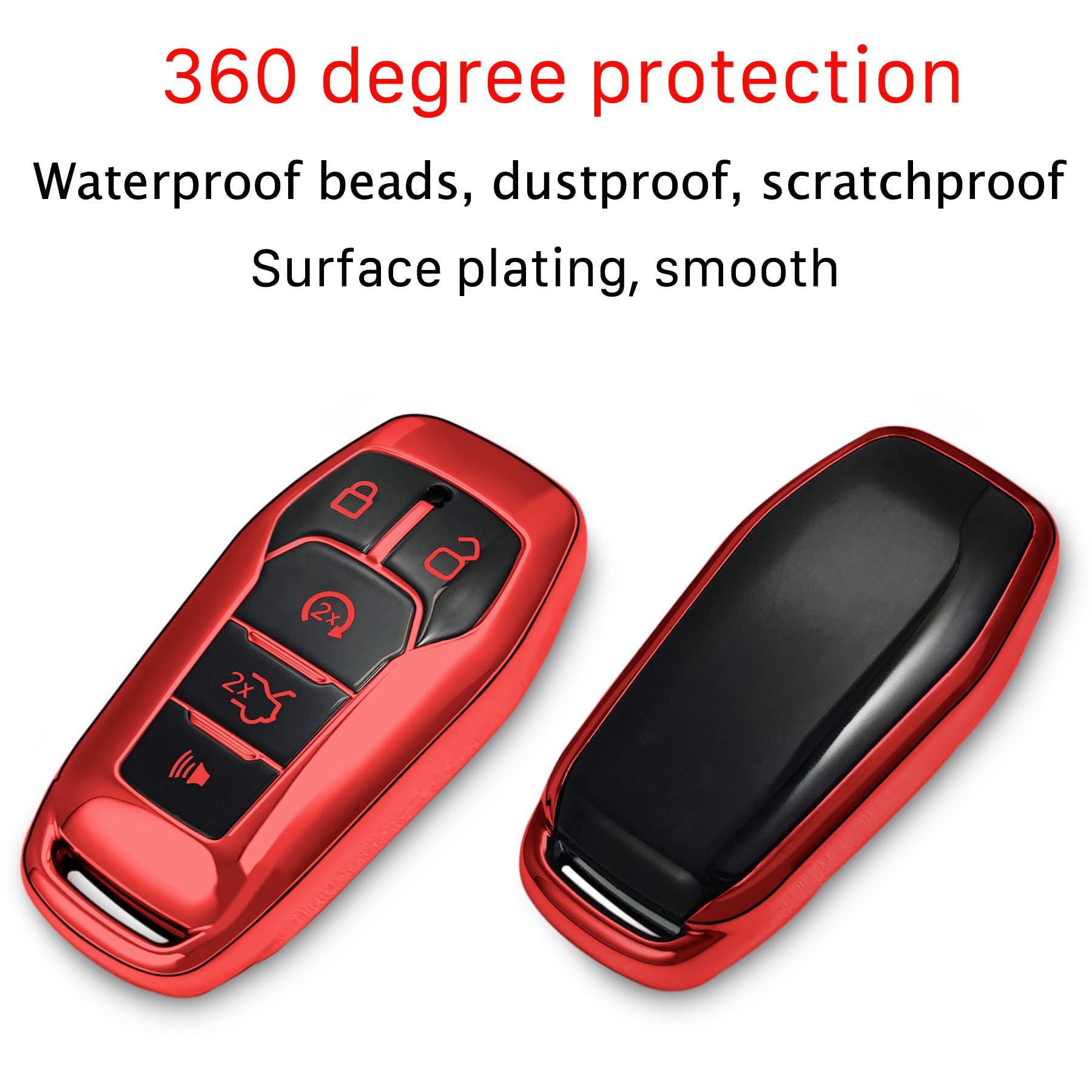 Kirsnda For Ford And For Lincoln Key Fob Cover Case,With Keychain Fit Explorer Mustang Edge Fusion Mkz Mkc Smart Remote Vehicle