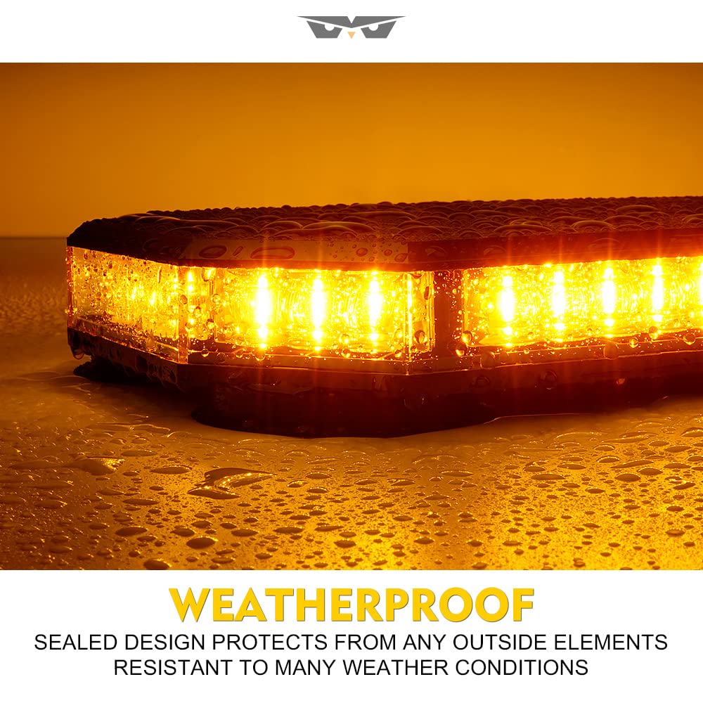Lumenix 42 Led Roof Top Strobe Beacon Light Bar, High Bright Hazard Warning Flashing Plow Light With Synchronous Controller For Construction Vehicles, Tow Trucks, Postal Cars, Snowplow (Amber)