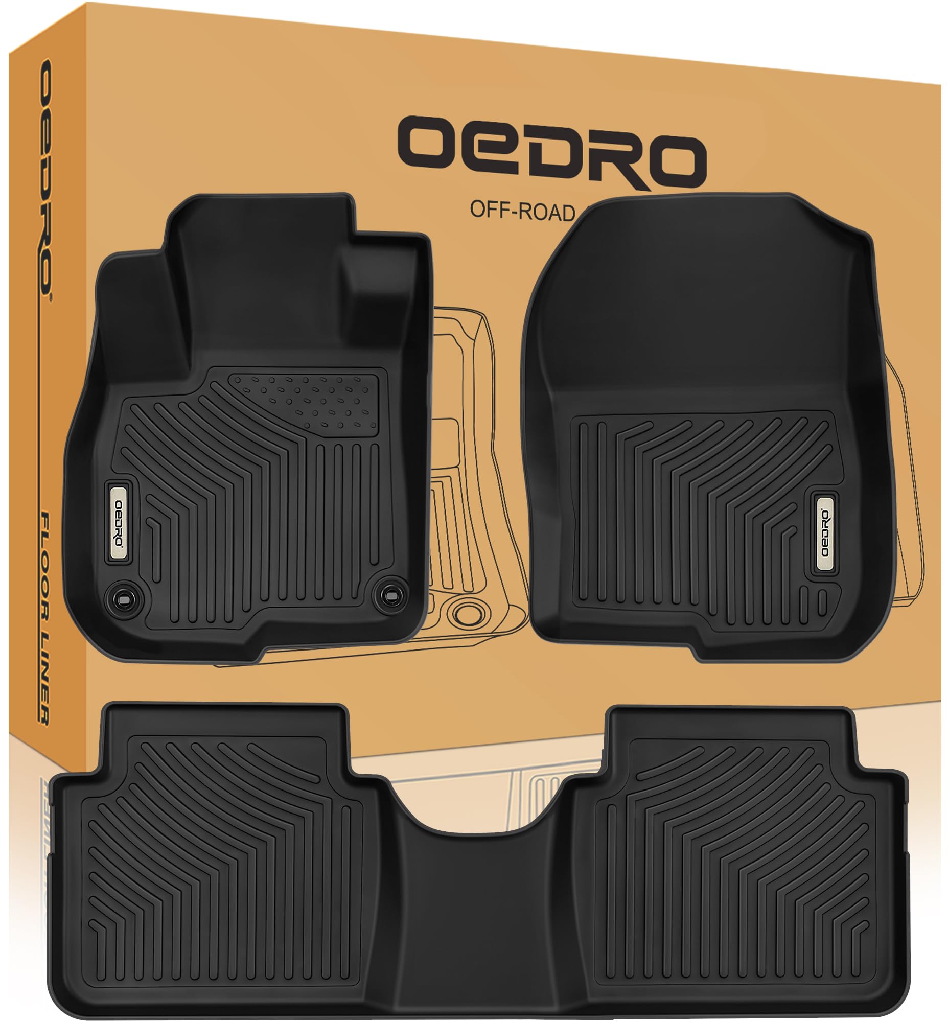 Oedro Floor Mats Fit For Honda Cr-V 2017-2022, Tpe All Weather Crv Car Mats Tpe Accessories, 1St And 2Nd Row: Front, Rear, Full
