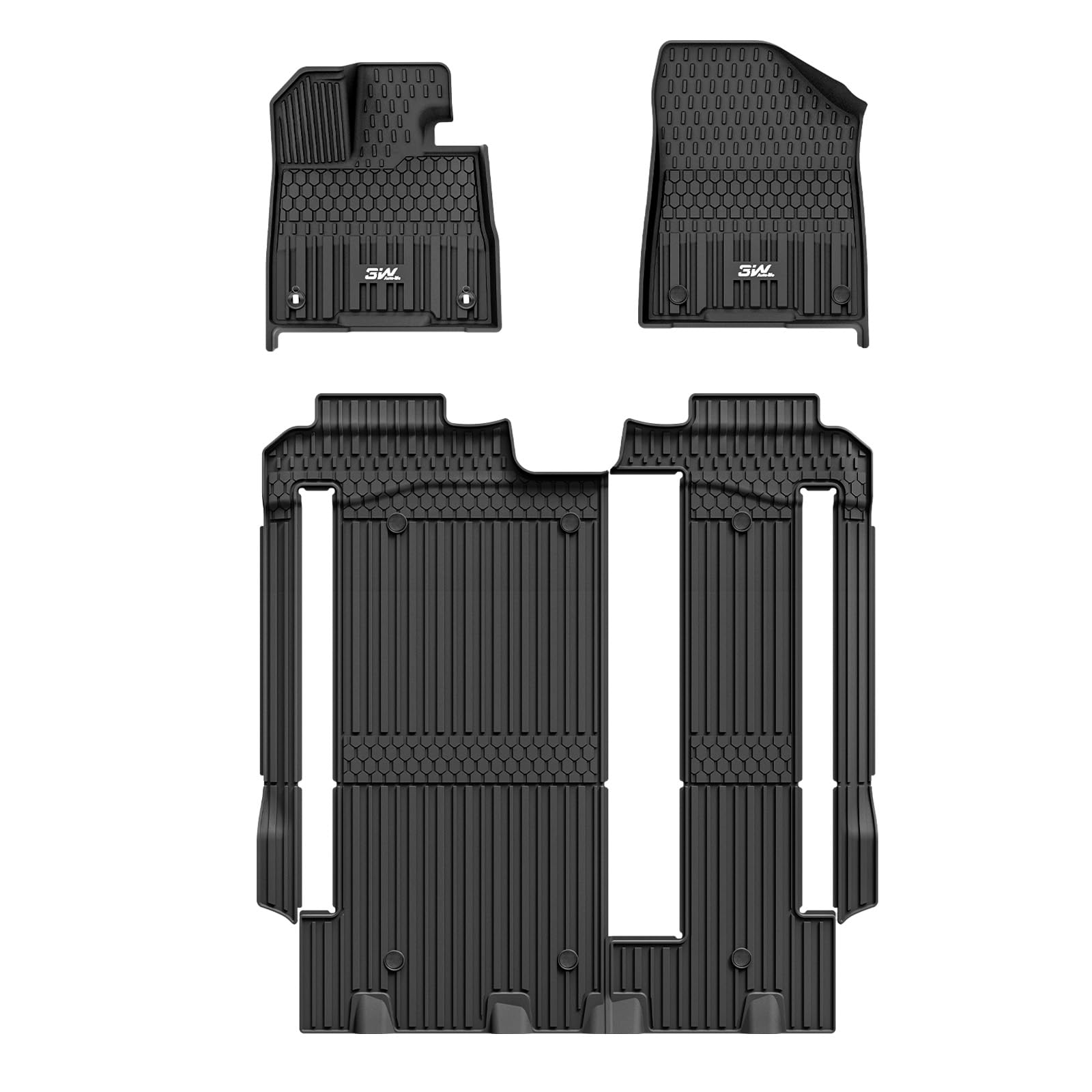 3W Floor Mats Fit Toyota Sienna 2021-2025 (Only For 8 Seat), Tpe All Weather Custom Fit Floor Liner For Toyota Sienna 1St, 2Nd A