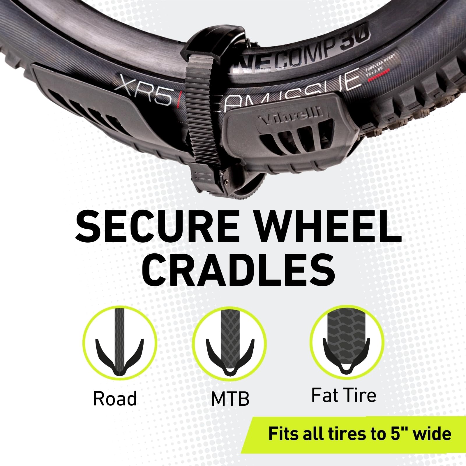 Vibrelli Electric Bike Hitch Rack - 2 Ebike Rack Fits Fat Tire, Mountain Bike, Standard Bicycles - 65Lbs Per Bike - Patented Anti-Wobble - Cars & Suv - Tilt Down/Fold Up Platform - Locking Tow Mount