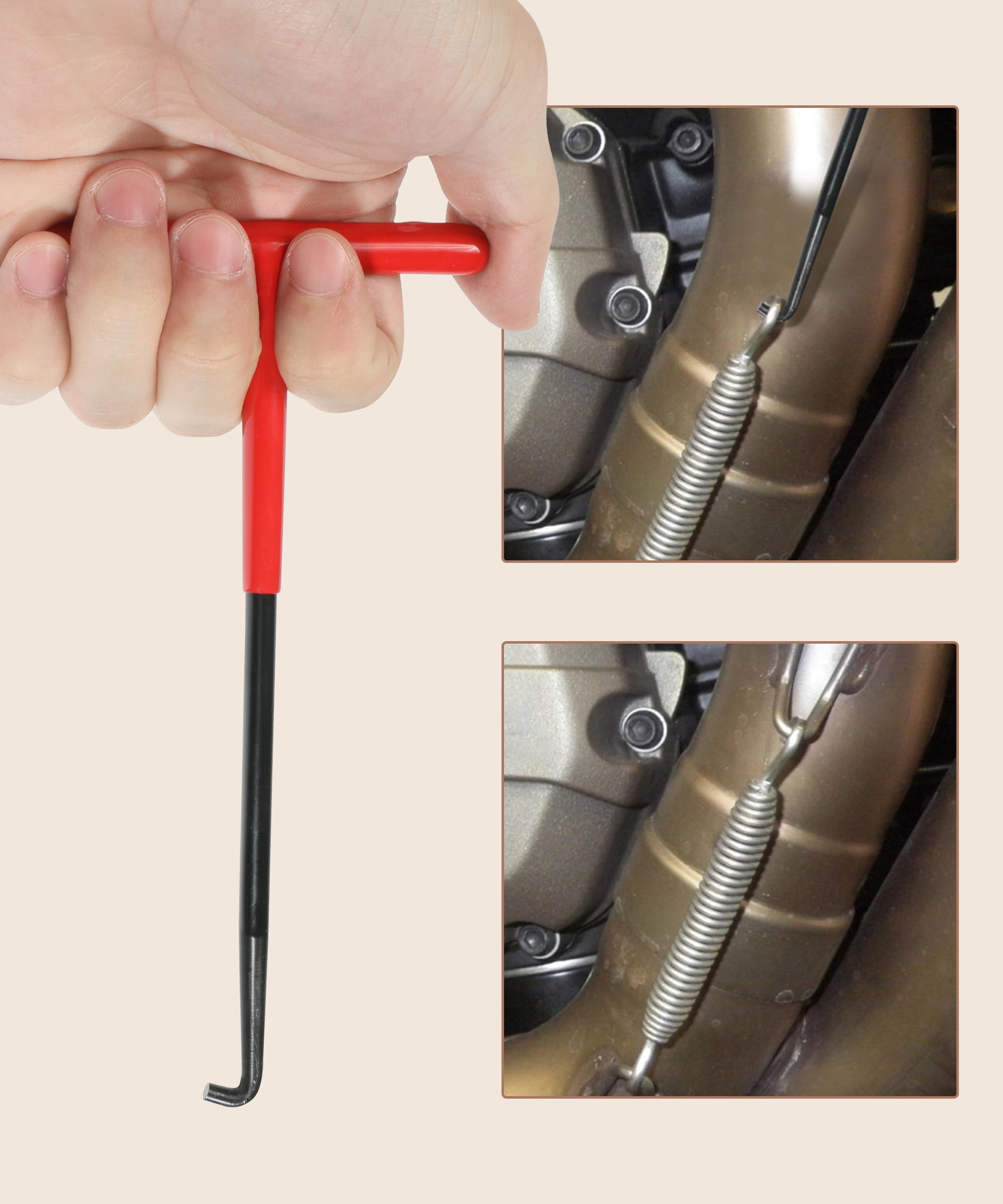 Bylikeho Motorcycle Exhaust Spring Puller Tool,Car Accessories T Handle Exhaust Spring Hooks Puller With Rubber Coating,Exhaust