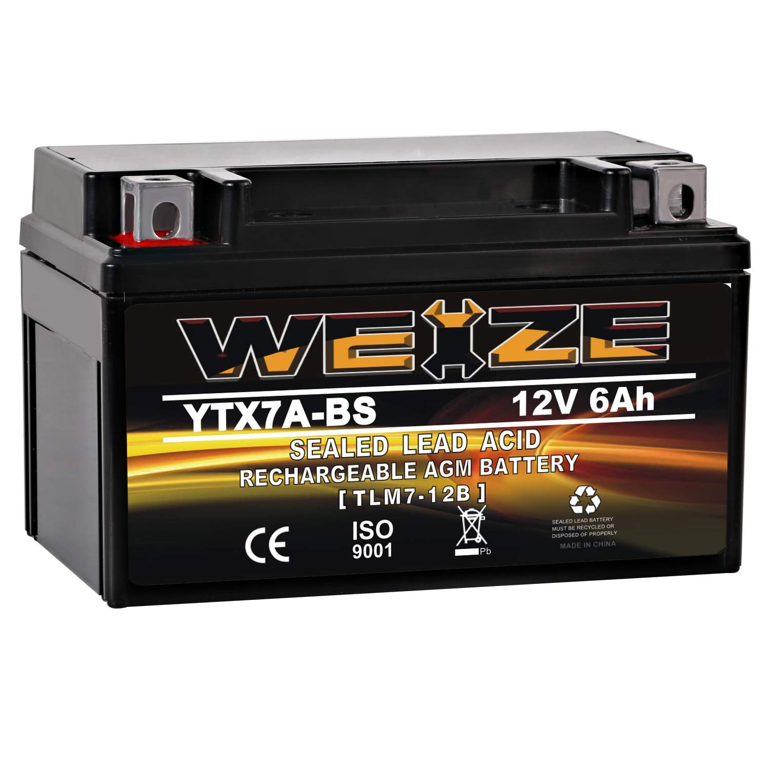 Weize Ytx7A-Bs High Performance - Maintenance Free - Sealed Agm Motorcycle Battery Compatible With Gas Gy6 Scooter Moped 50Cc 12