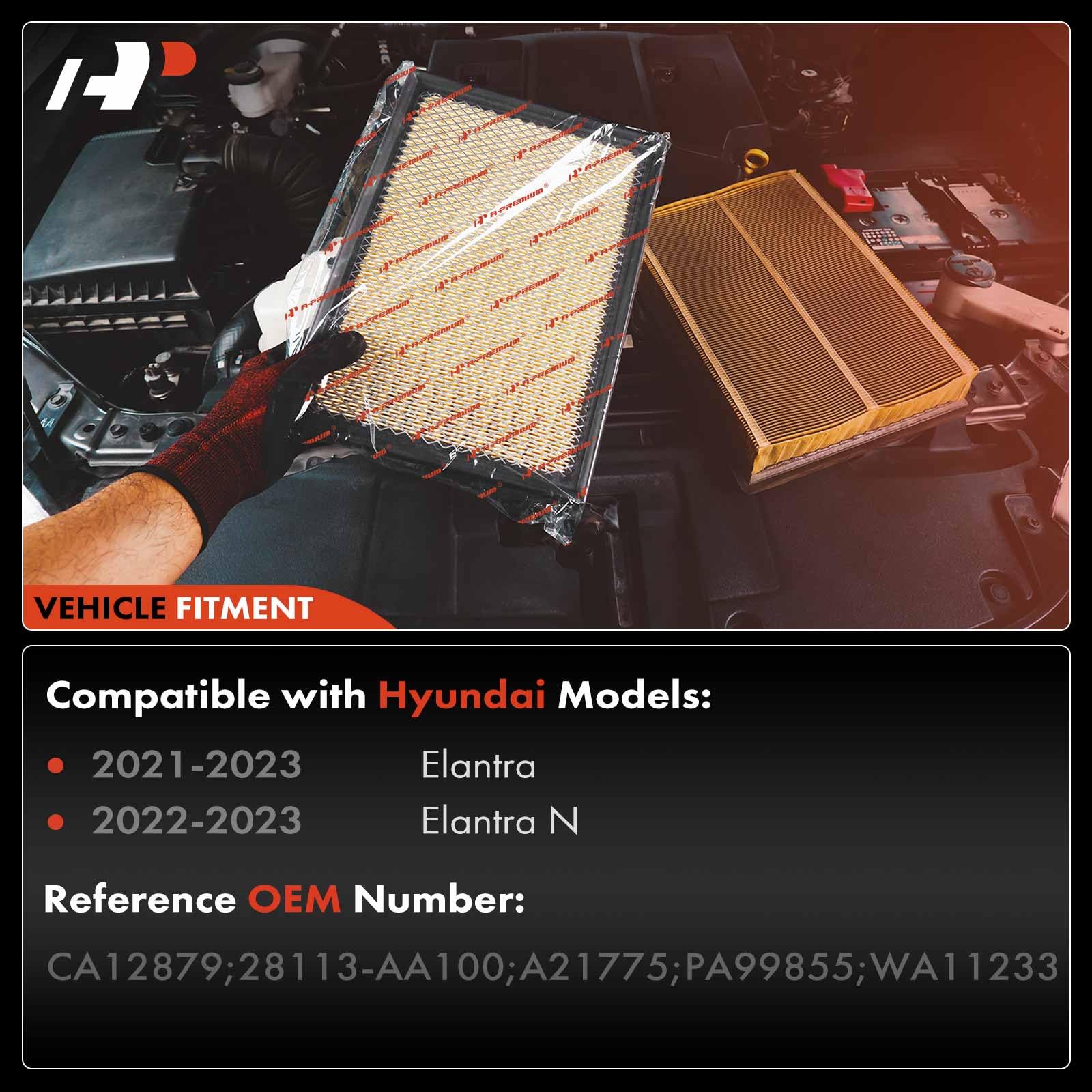 A-Premium Engine Air Filter Compatible With Hyundai Elantra 2021-2023, Elantra N 2022-2023, 1.6L 2.0L Gas, Replace# 28113-Aa100, 28113Aa100