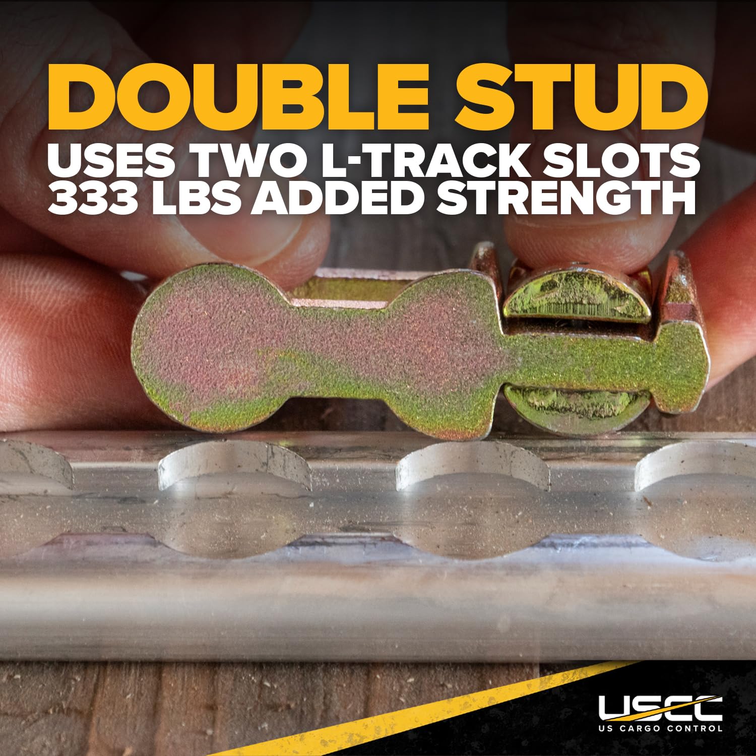 US Cargo Control L Track Double Stud Fitting (10 Pack) 5,000 Pounds Break Strength, Use with L Track Rails in Truck Bed or Trailer to tie Down ATV, Motorcycle, Automatic Locking with Spring Release