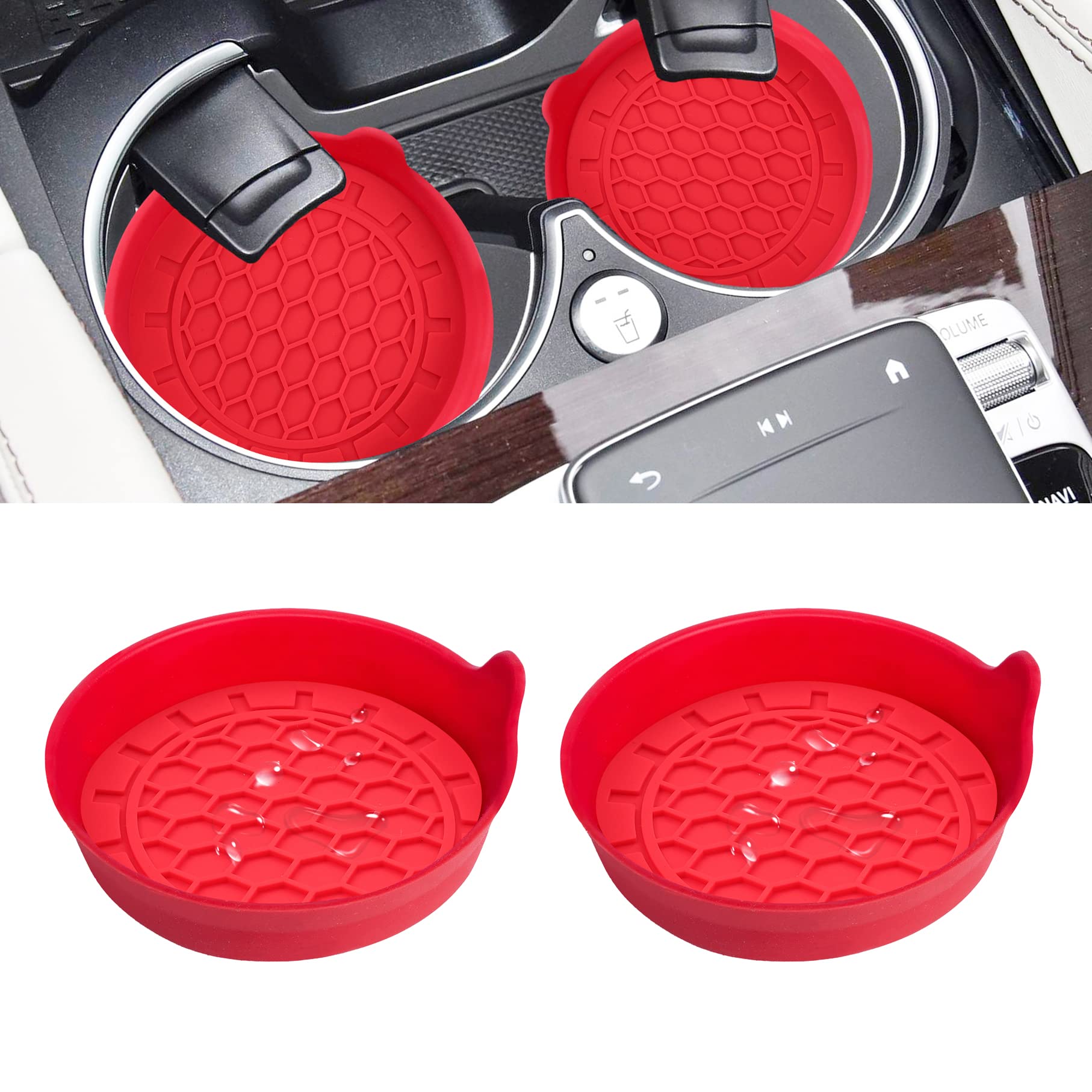 Amooca Automotive Cup Holders Universal Car Cup Coaster Waterproof Non-Slip Sift-Proof Spill Holder Car Interior Accessories 2 P