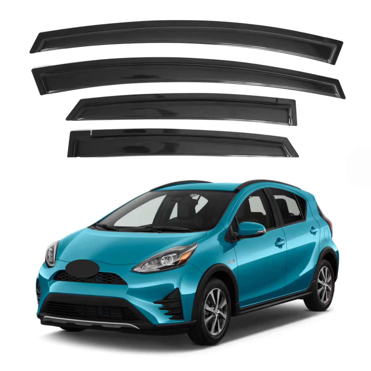 Ig Window Visor For Toyota Prius C 2012-2019, Rain Guard Tape-On Extra Durable Sun Wind Side Vent Window Deflector, 2012 2013 20