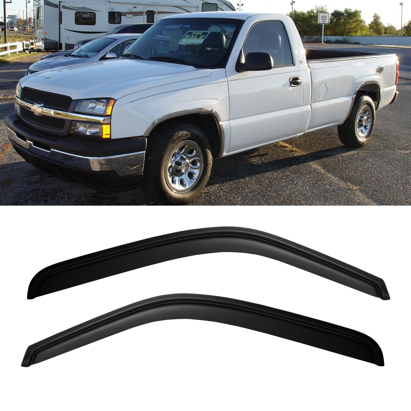 Window Rain Guards For 1999-2007 Sierra/Silverado 1500/2500/3500, Window Vent Visors Shade Wind Deflector 2000 2001 2002 2003 20