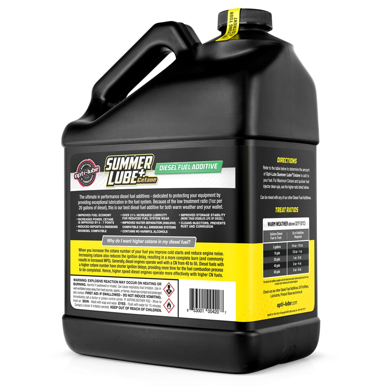 Opti-Lube Summer+ Cetane Formula Diesel Fuel Additive - 1 Gallon, Treats 2560 Gallons, Model 5864264220