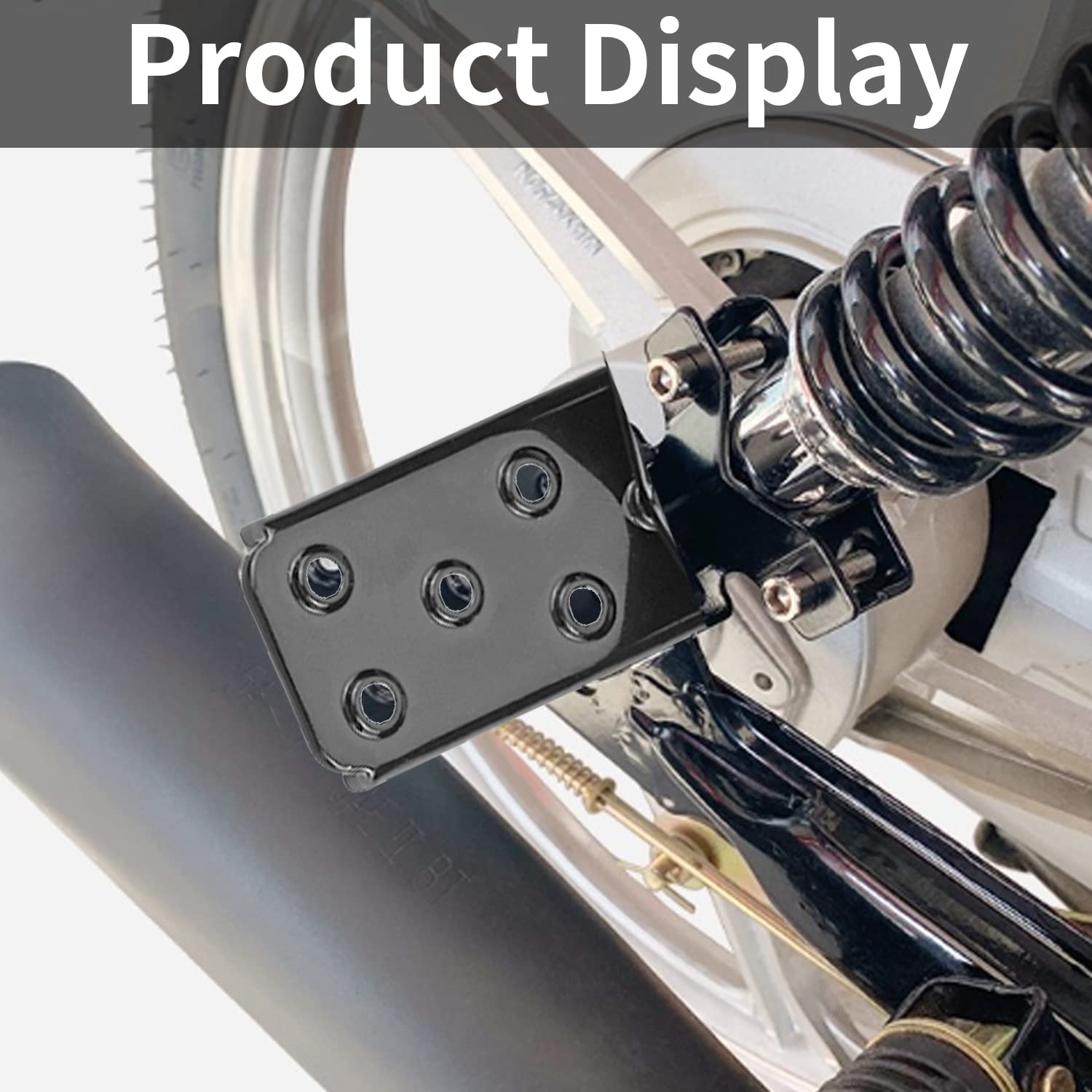 Keenso Mini Bike Foot Rest, Stylish Black Folding Motorcycle Foot Pegs Simple Clamp On Foot Pegs Foot Rest Pedals