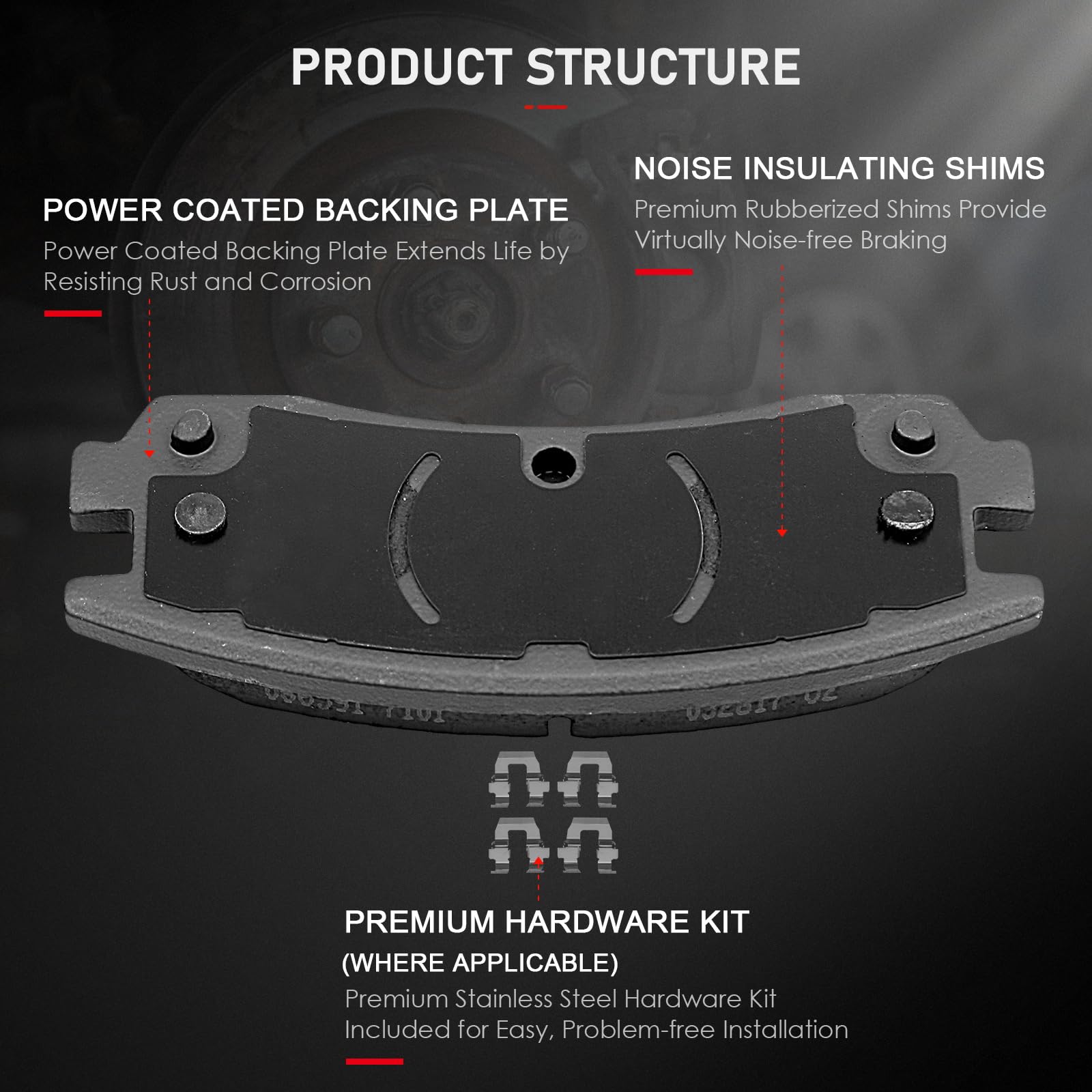 Cciyu D698 D699 8Pcs Front & Rear Ceramic Brake Pads Kits 97-04 For Buick Regal,00-05 For Chevrolet Impala,02-04 For Oldsmobile
