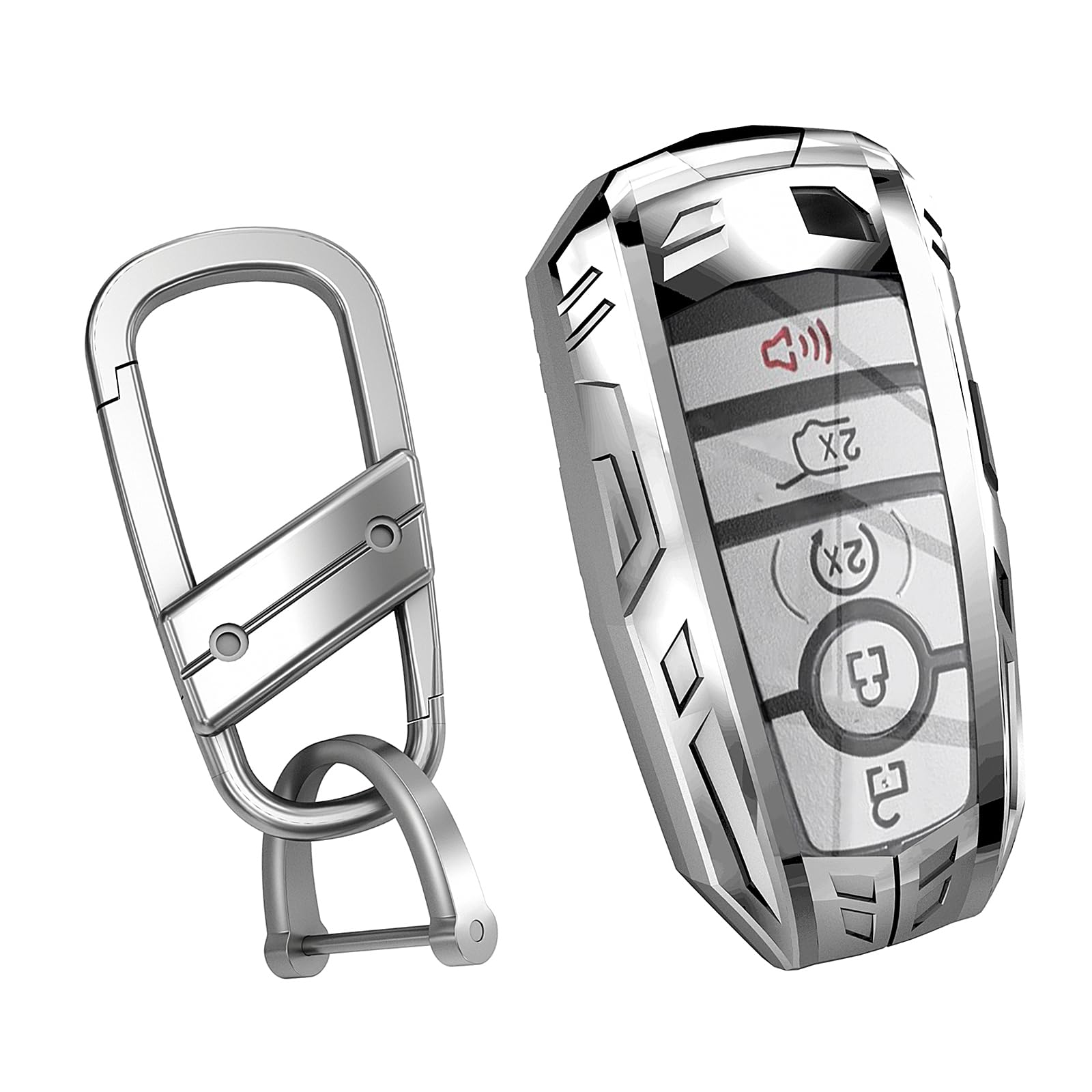 Ocezbiis For Ford Key Fob Cover,Keychain,Zinc Alloy Protection Car Key Shell Case Compatible With Ford Holder Smart Remote Keyle