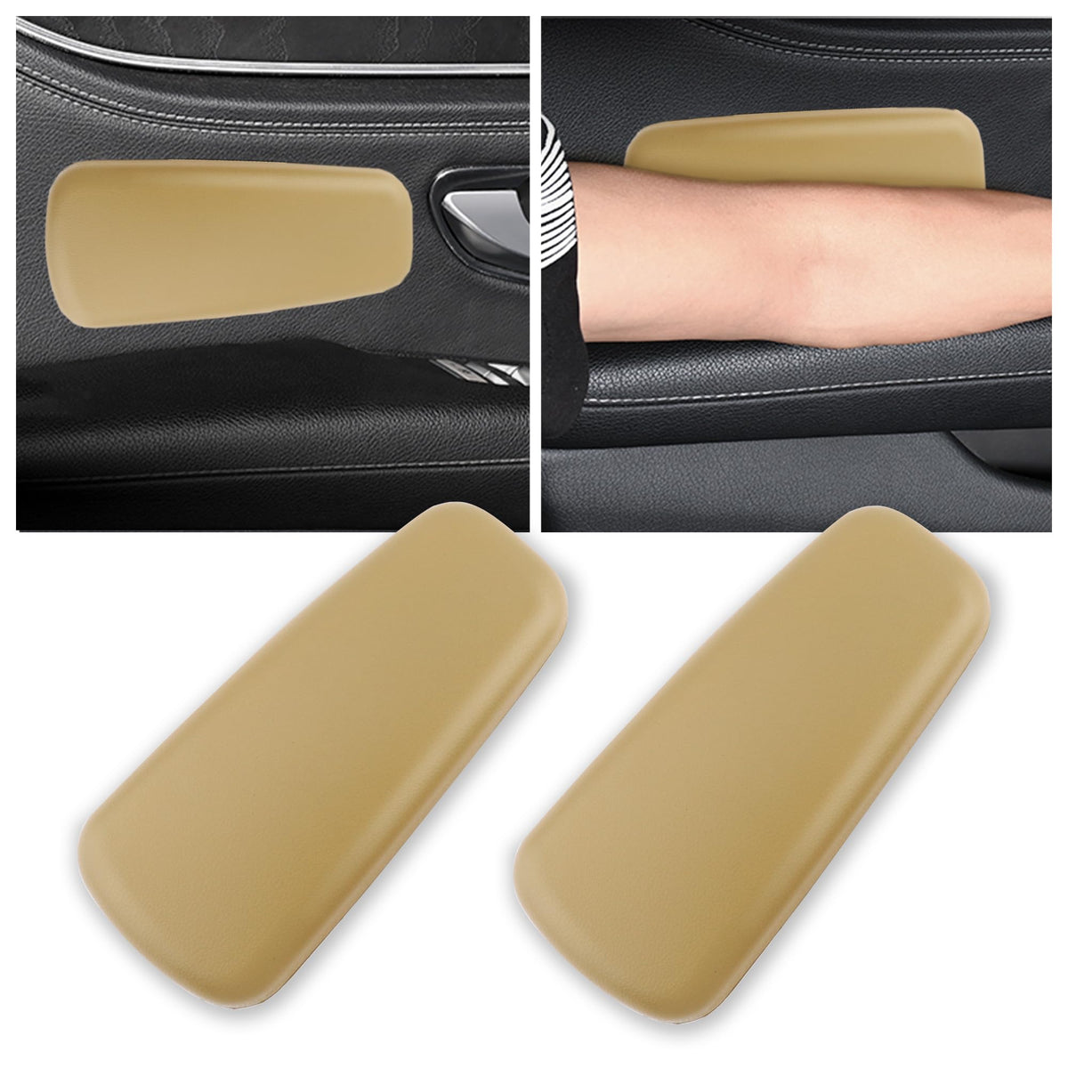 OFBAND 2PCS Elbow Pad Arm Rest, Soft Leather Arm Rest Pillow with One-Piece Molding for Comfortable Support, Universal Car Acces