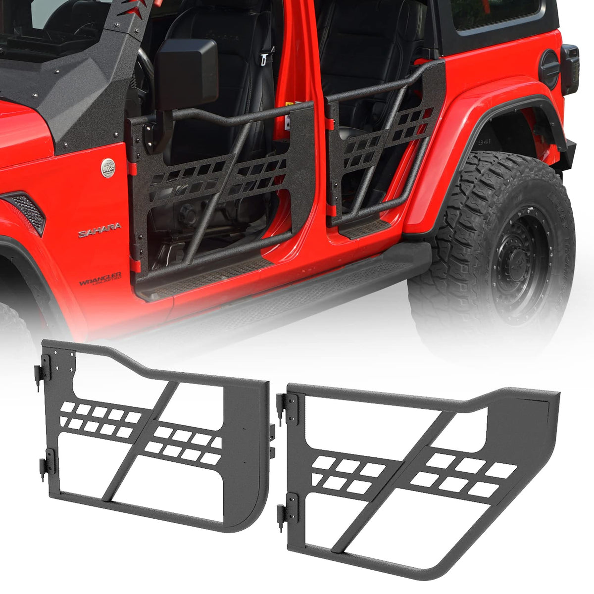 Hooke Road Wrangler Jl Gladiator 4 Doors Tube Half Door Guards For Jeep Wrangler Jl Unlimited | Gladiator Jt 2018 2019 2020 2021 2022 2023 2024