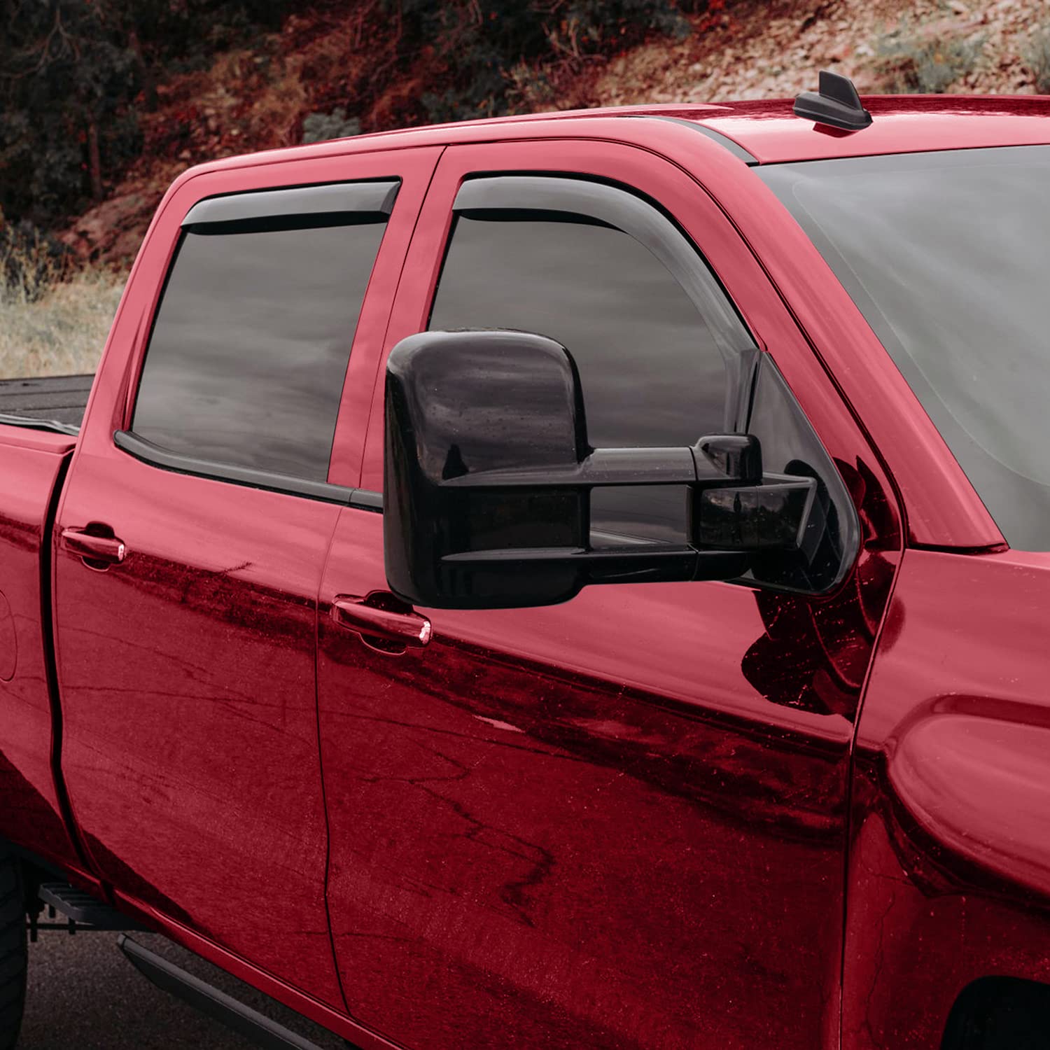Voron Glass In-Channel Extra Durable Rain Guards For Trucks Chevrolet (Chevy) Silverado/Gmc Sierra 2014-2018 Crew Cab, Window De