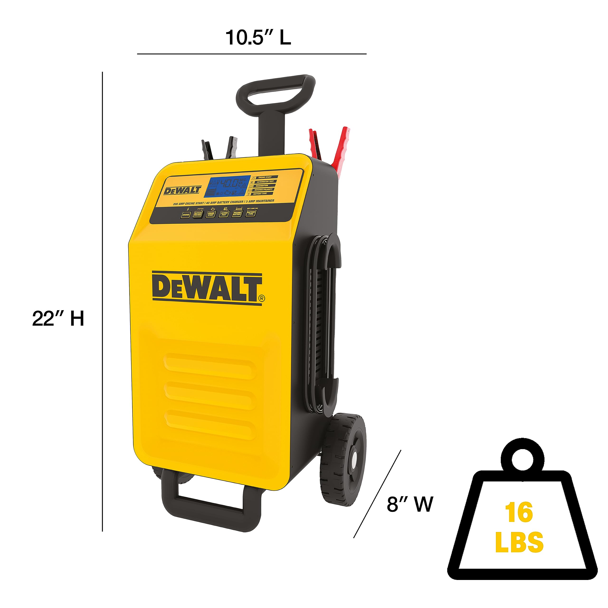 Dewalt Dxaec200 Dxae200 Professional 40-Amp Rolling Battery Charger And 3-Amp Maintainer With 200-Amp Engine Start