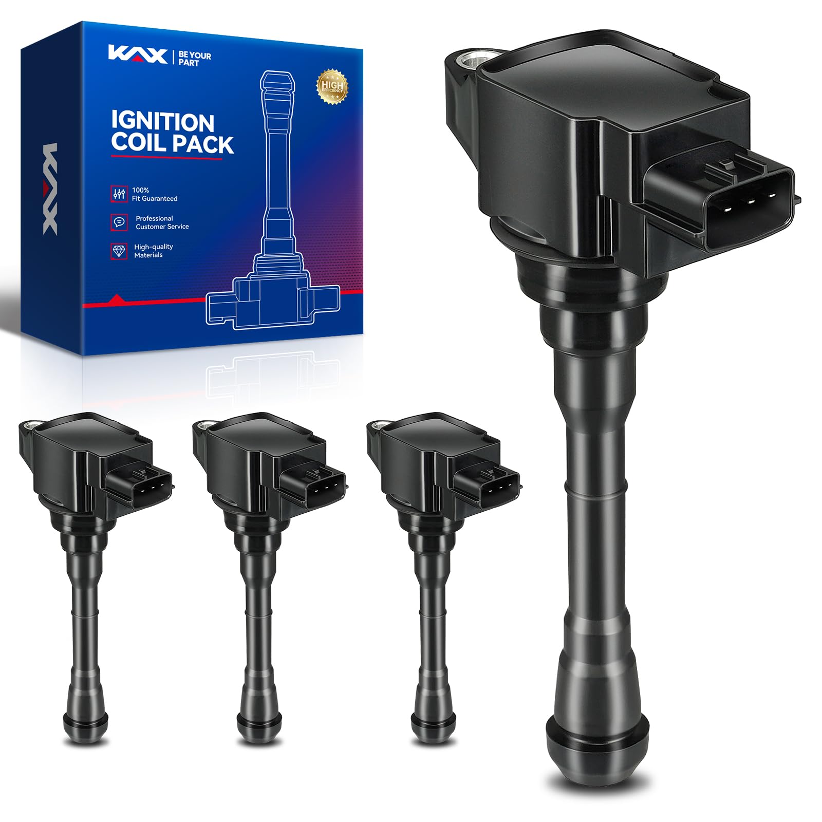 KAX UF659 Ignition Coil 4 Packs Fit for Rogue Sport 2017 2018 2019 2020 2021, Juke 2011-2017, Sentra 2019-2019, Sentra 2017-2017