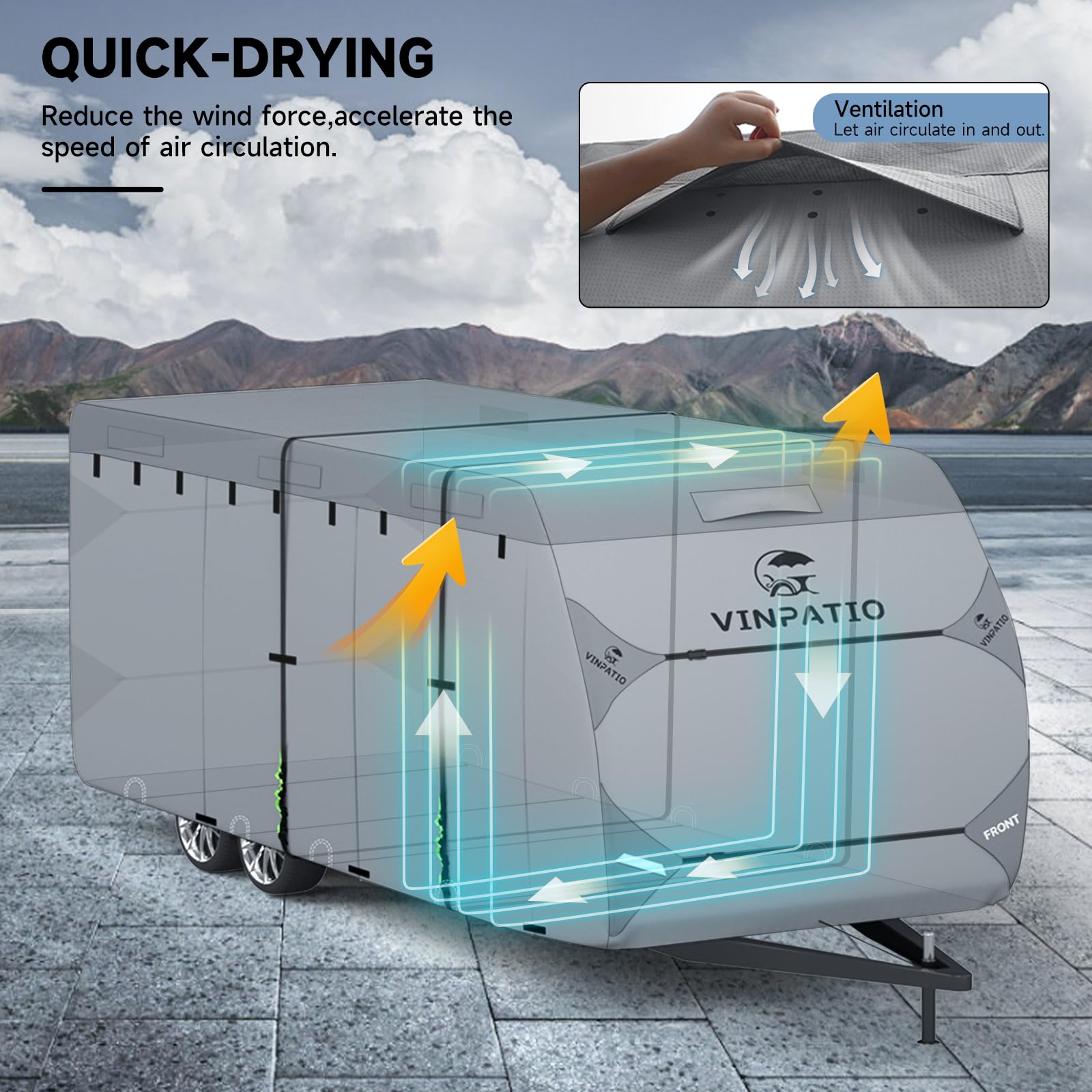 Rv Cover, 7 Layers Heavy Duty Travel Trailer Cover, Toy Hauler Cover Fits 30'-33' Rv, Camper Cover With Tongue Jack Cover, Extra