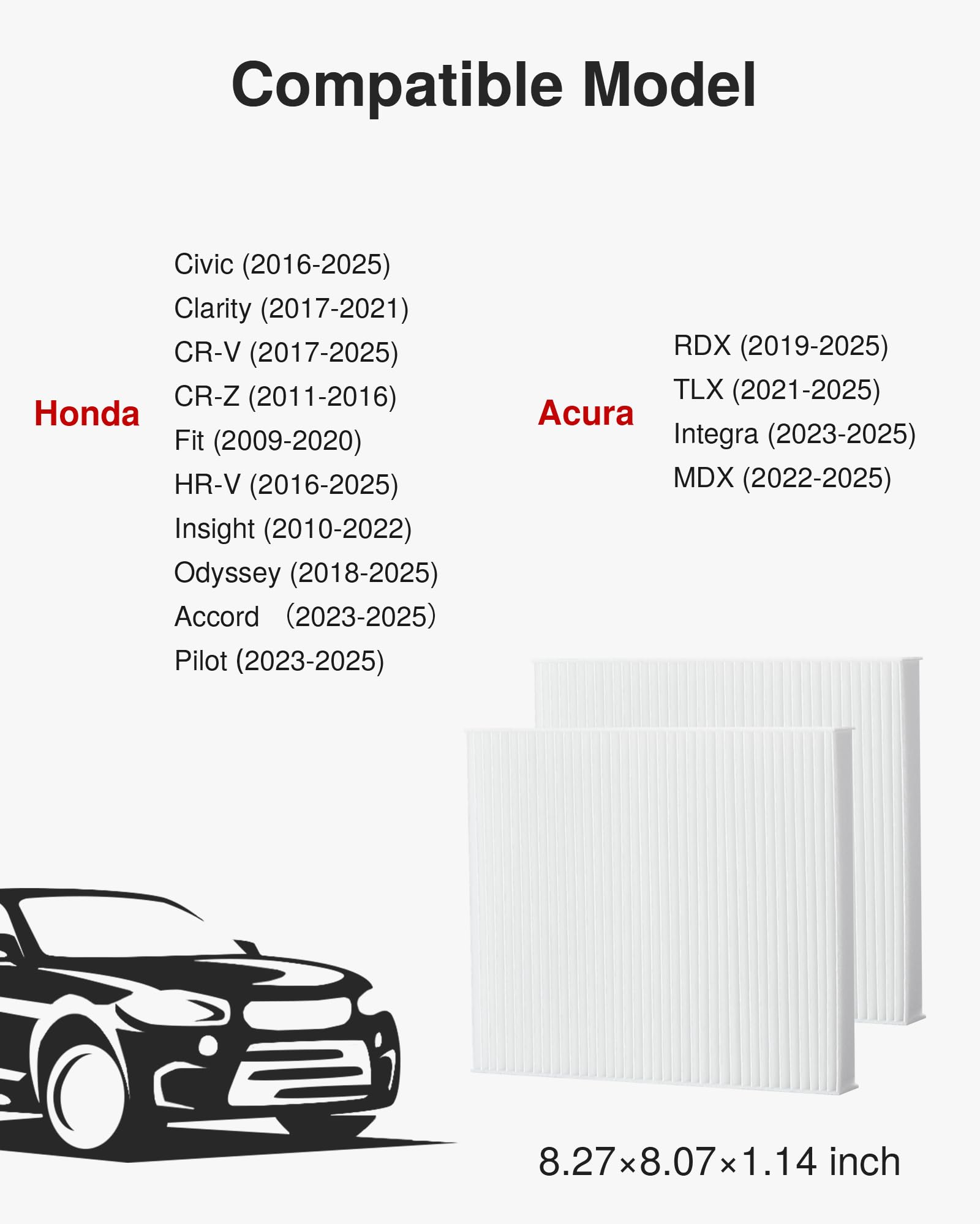 Puroma Cabin Air Filter Replacement for CP182, CF11182, Honda Civic, Clarity, CR-V, CR-Z, HR-V, Fit, Insight, Odyssey, Acura MDX