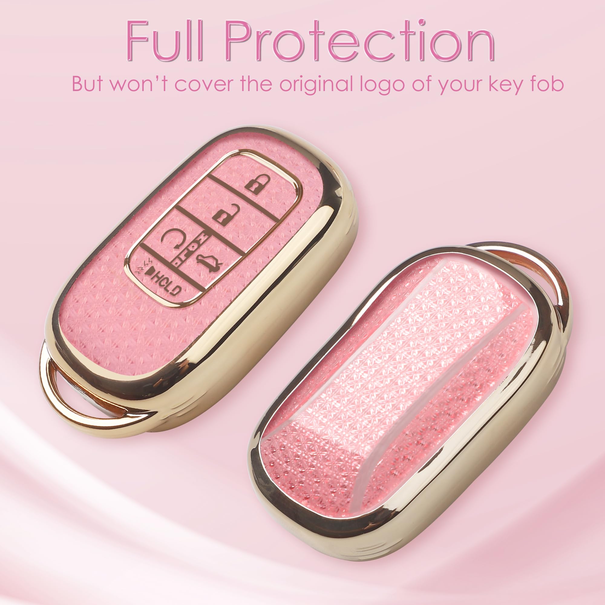 Meruns Compatiable with Honda key fob cover with Diamond Bling Keychain, Car Accessories Key holder Shell Full Protection for 20