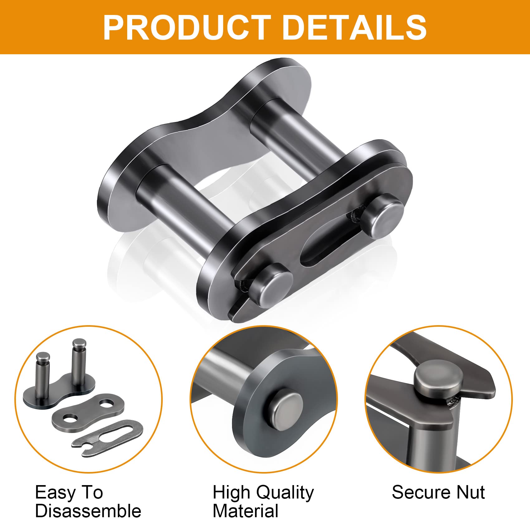 Pagow 30Pcs 40 Roller Chain Connecting Links, Master Connector Link, Heavy Duty Manganese Steel