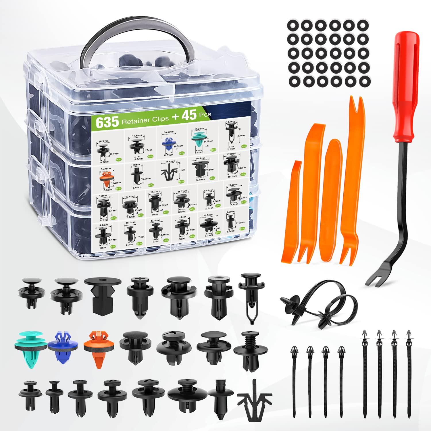 Frokom 22 Most Popular Sizes Auto Push Pin,Car Retainer Clips Fasteners Cars Body Kits-680Pcs,Fasteners Remover For Toyota Gm Ford Honda Chevy